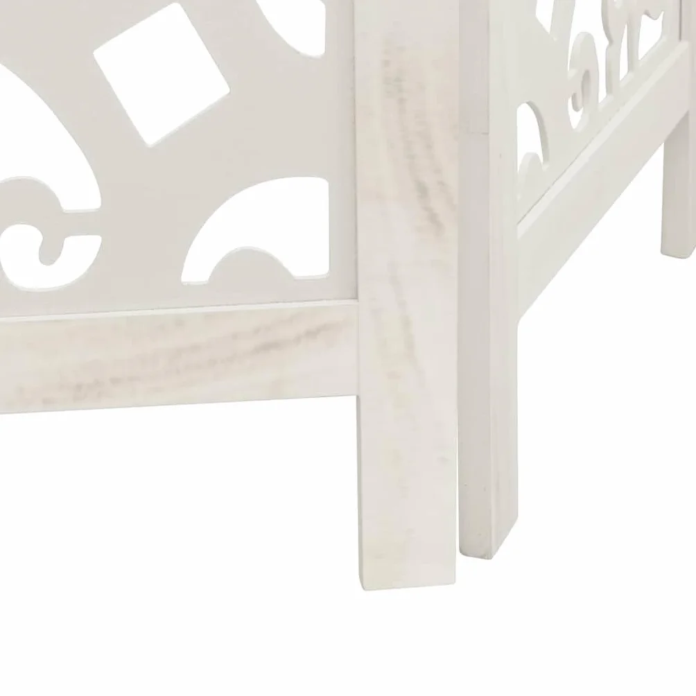 vidaXL Biombo Separador de 6 Paneles Madera Maciza Paulownia Blanco