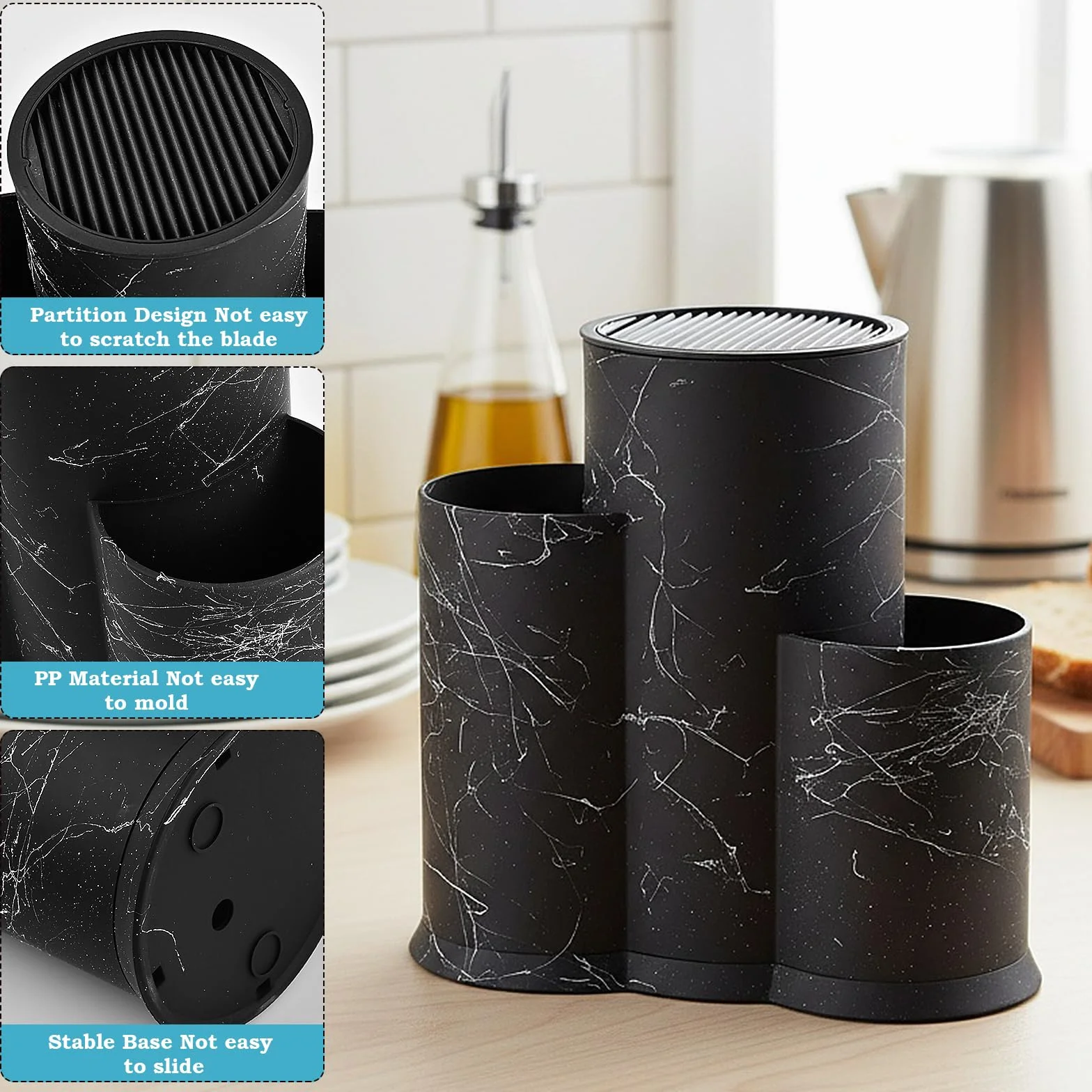 Soporte cuchillos cocina Universal con orificios de drenaje, Multiusos Almacena cubiertos tenedores cucharas