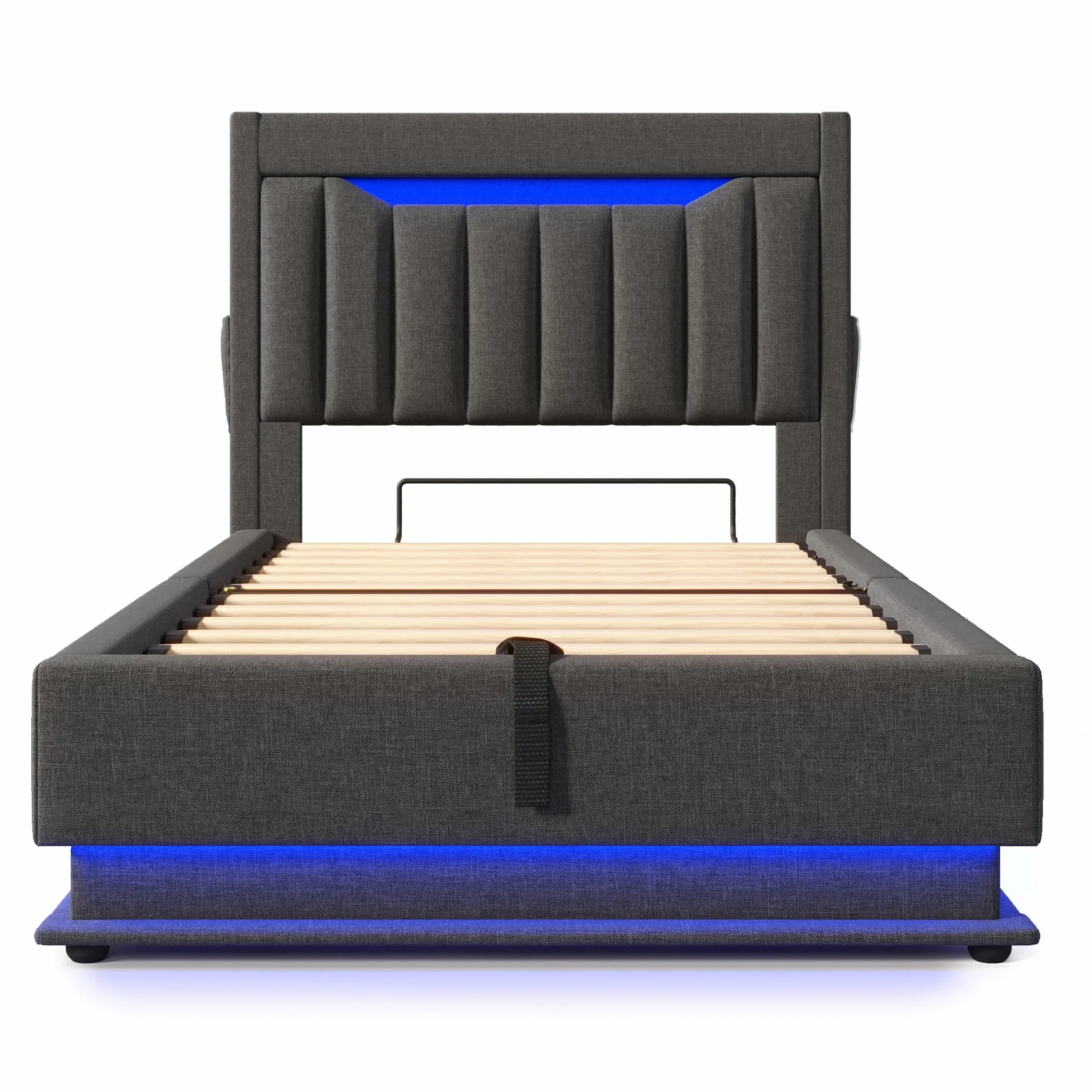 Cama LED Huayz 90x200 con almacenamiento y carga USB