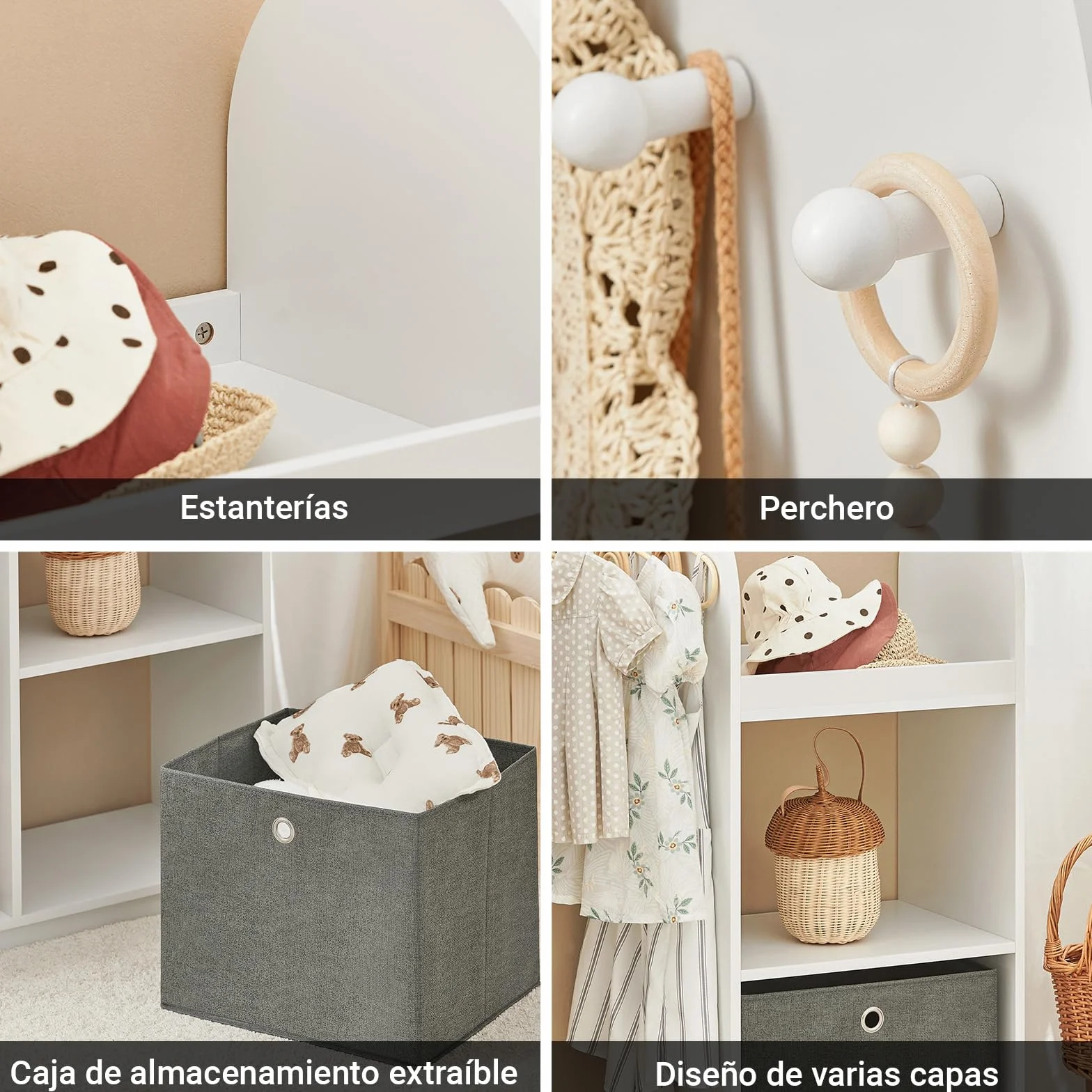 SoBuy Armario Infantil con Almacenaje Juguetes y Ropa Blanco 97x35x108cm KMB40-W