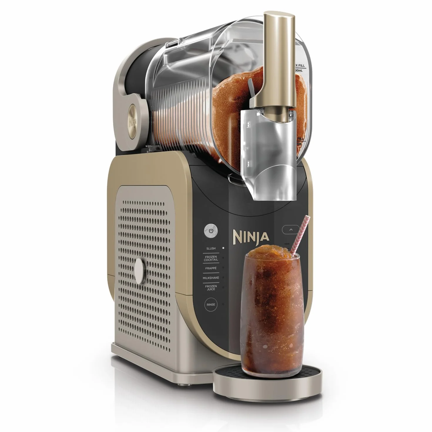 Ninja SLUSHi, Máquina de Bebidas Heladas, Piedra Dorada, FS301EUSTGD | Con Tecnología WhisperChill, Prepara Granizados, Cócteles Helados, Frappés, Batidos y Zumos Helados sin Hielo, 1,9L