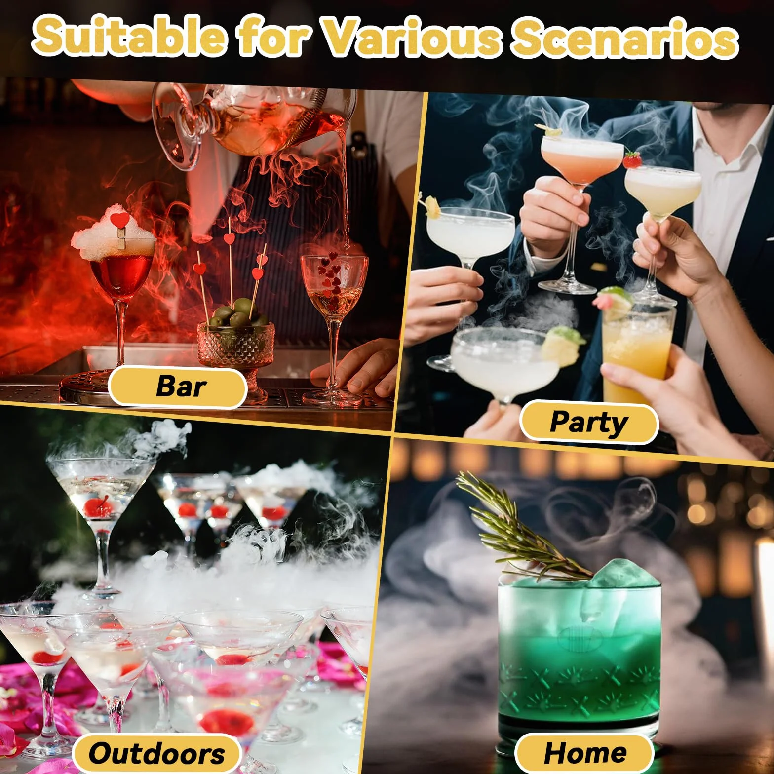 Ahumador Eléctrico de Whisky, Kit Ahumador de Cócteles con Pantalla LED y USB-C Recargable - Set con 6 Maderas Naturales