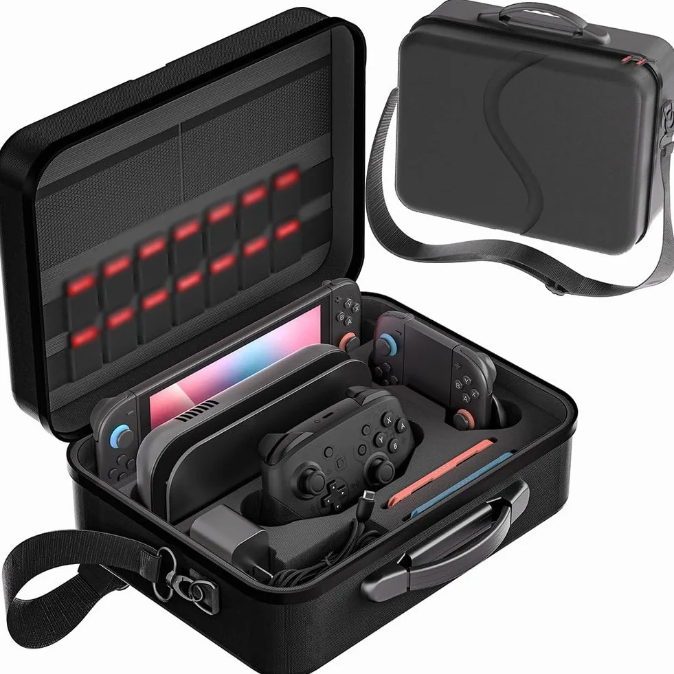 Bolsa de almacenamiento para Nintendo Switch 2, maletín portátil con correa para el hombro, organizador de viaje compacto para consola y accesorios, color negro