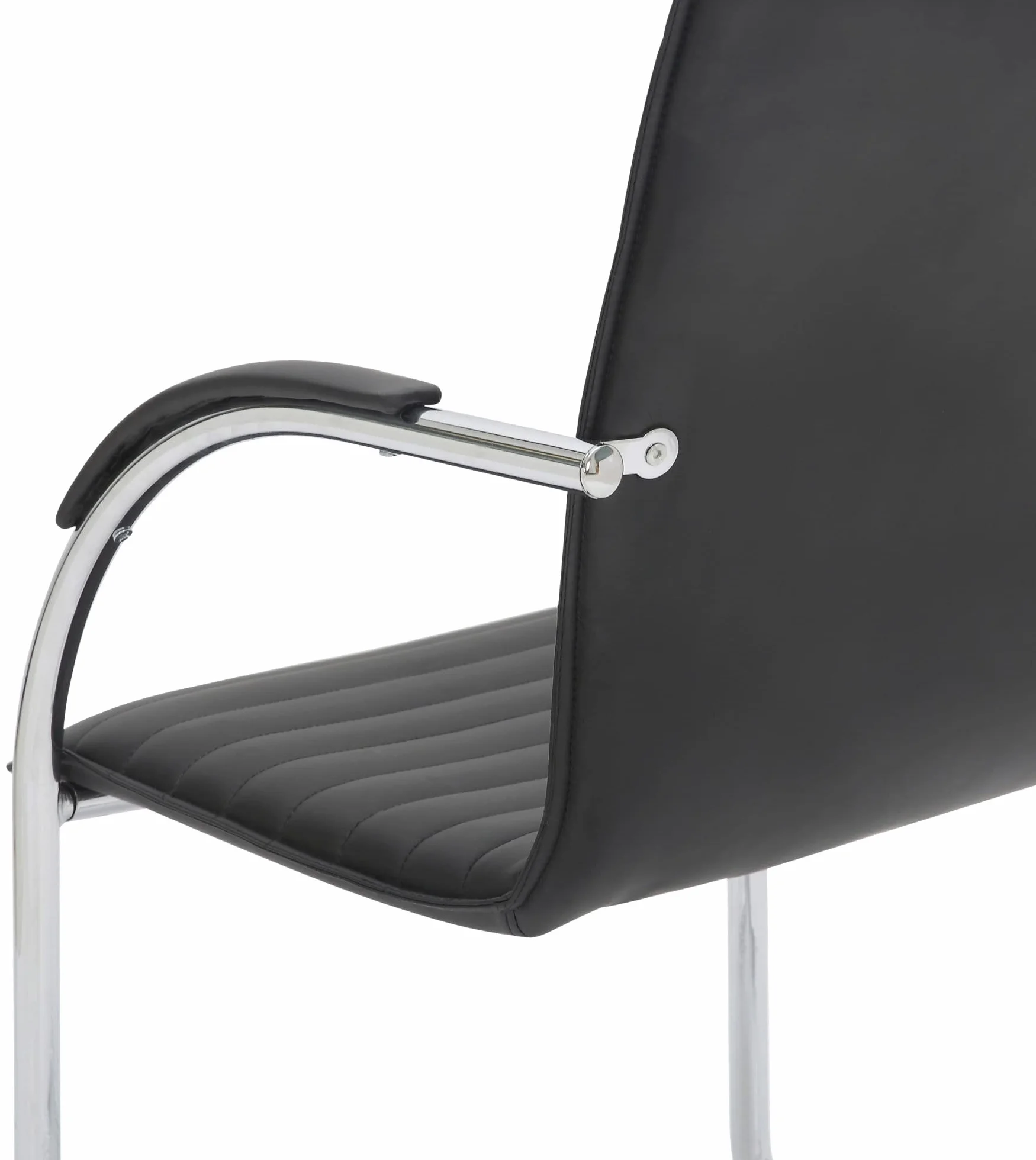 CLP Lote de 2 sillas de Visita Tira Polipiel I Silla basculante con Asiento tapizado, Color:Negro