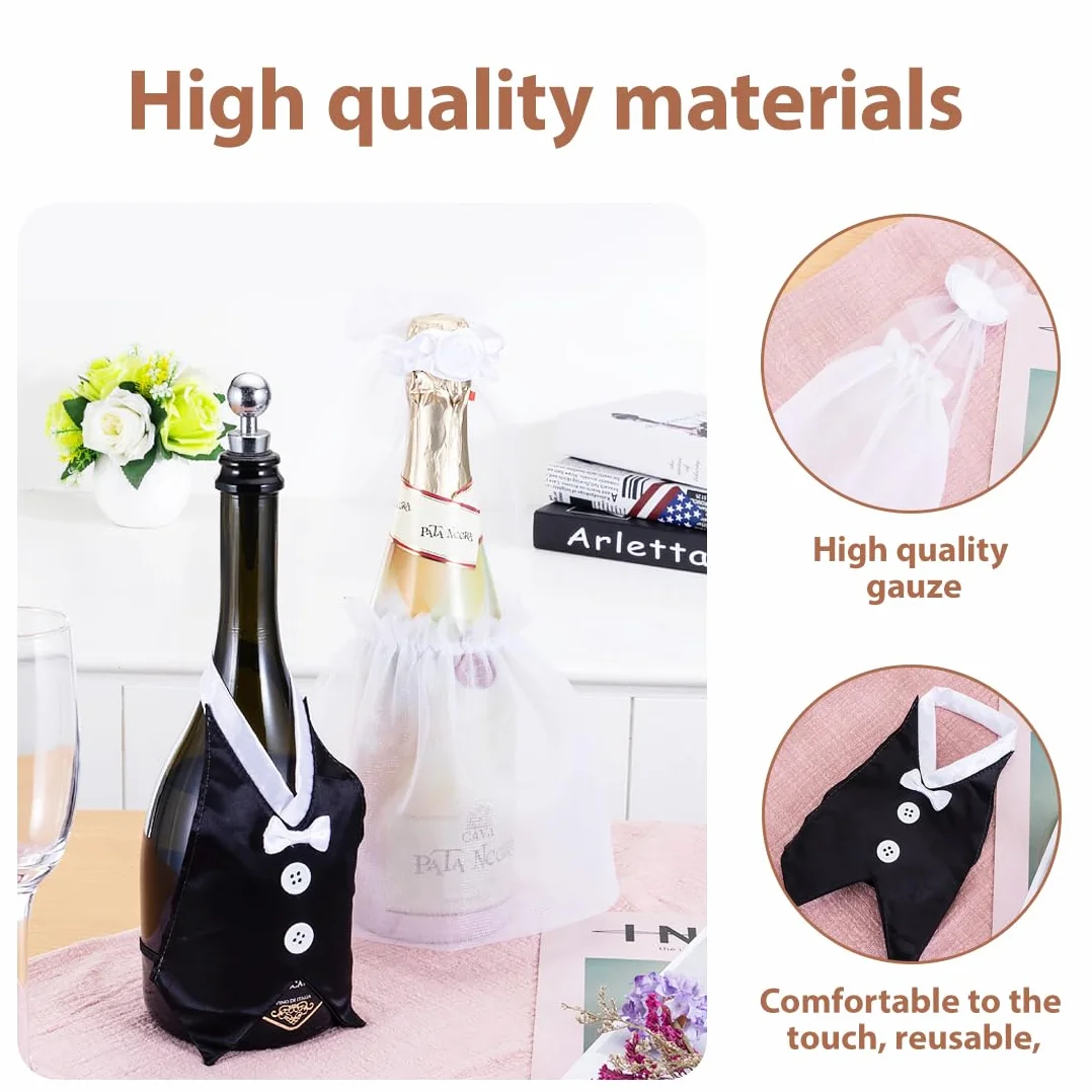 GXGM 2 piezas juego de botellas de vino decoración de boda para parejas