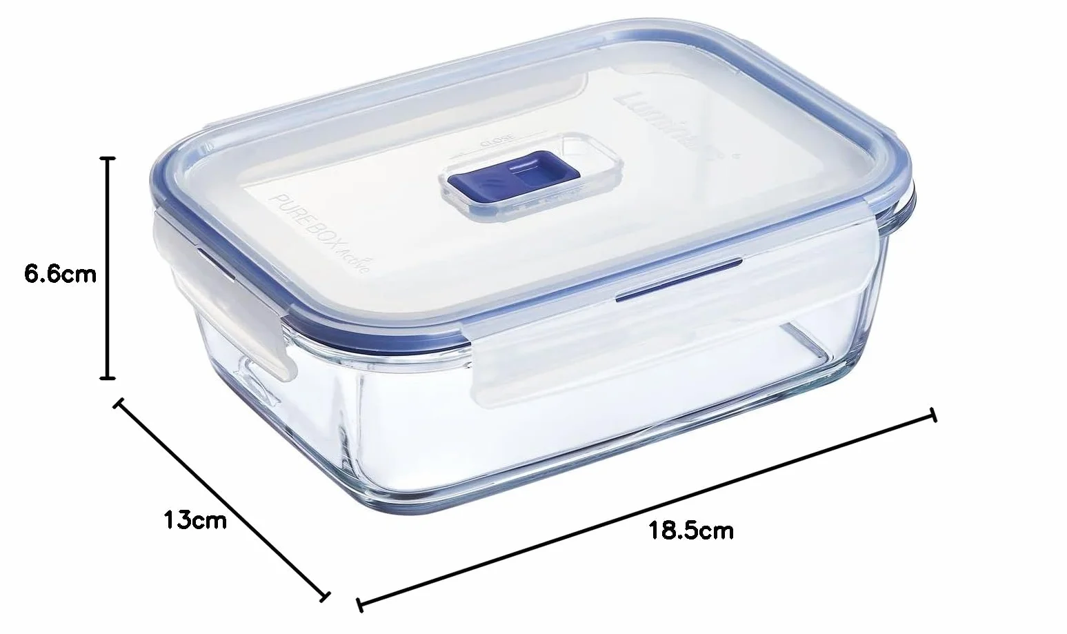 Luminarc Pure Box Active Recipiente Hermético Rectangular Vidrio 1.22 L