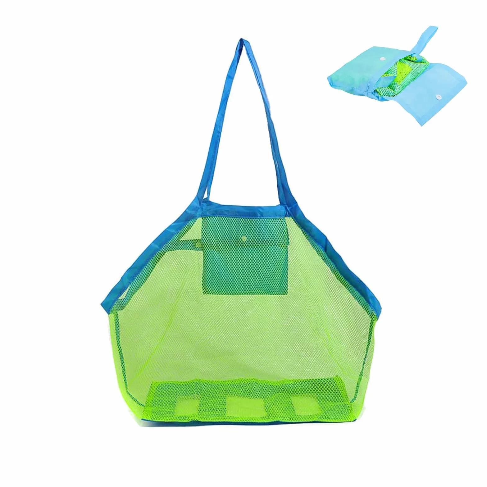 GeekerChip Bolsa Plegable de Malla de Playa, Reutilizable, para Juguetes de Niños (Verde)