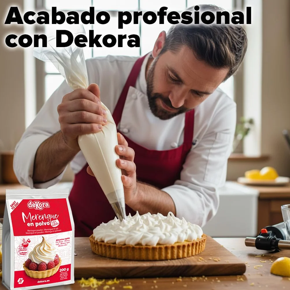 Merengue en Polvo 200 g Extra White para Tartas y Cupcakes, Albúmina Sin Gluten Sin Lactosa