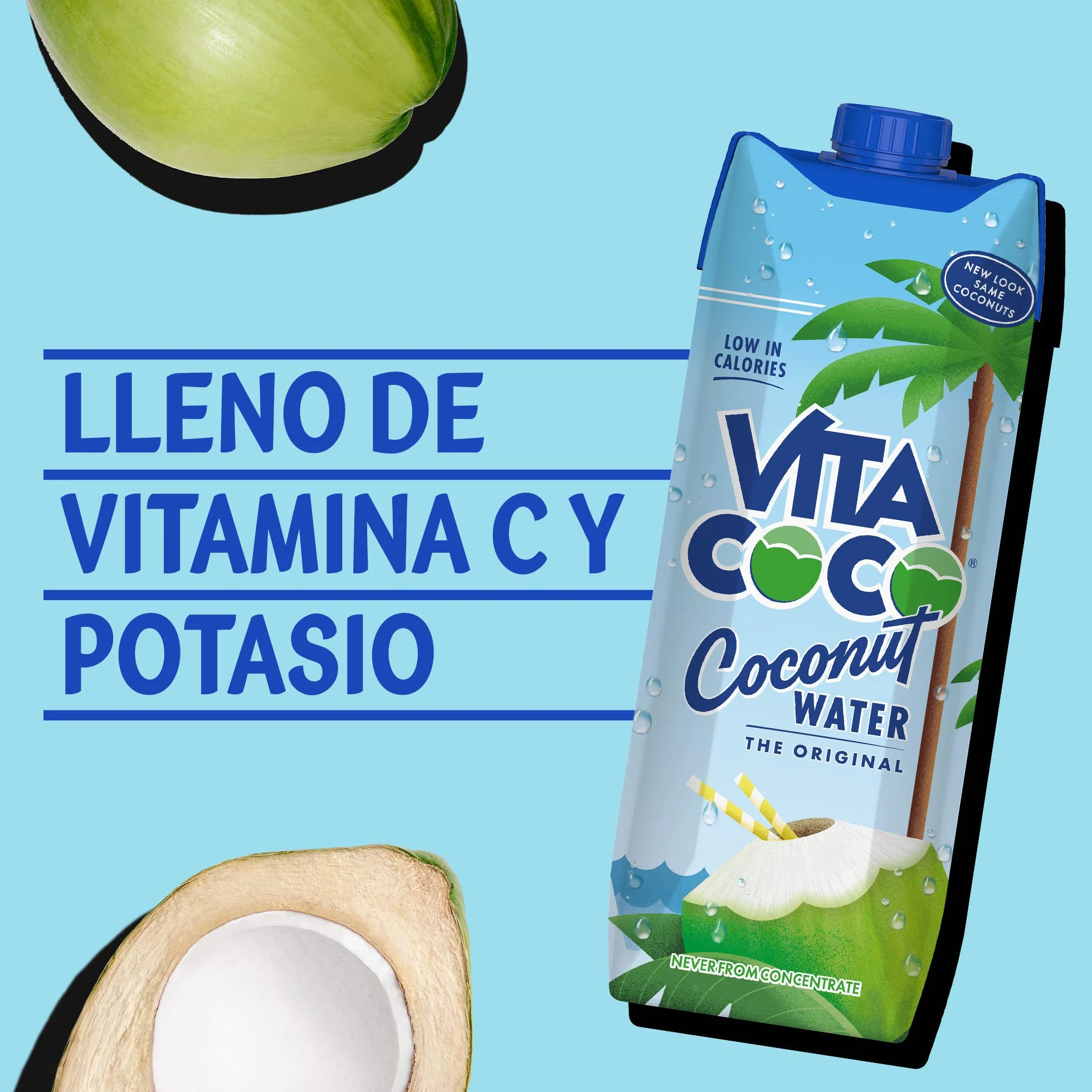 Vita Coco Agua De Coco Pura 1L x 6 Hidratante Natural Electrolitos Sin Gluten Vitamina C Potasio