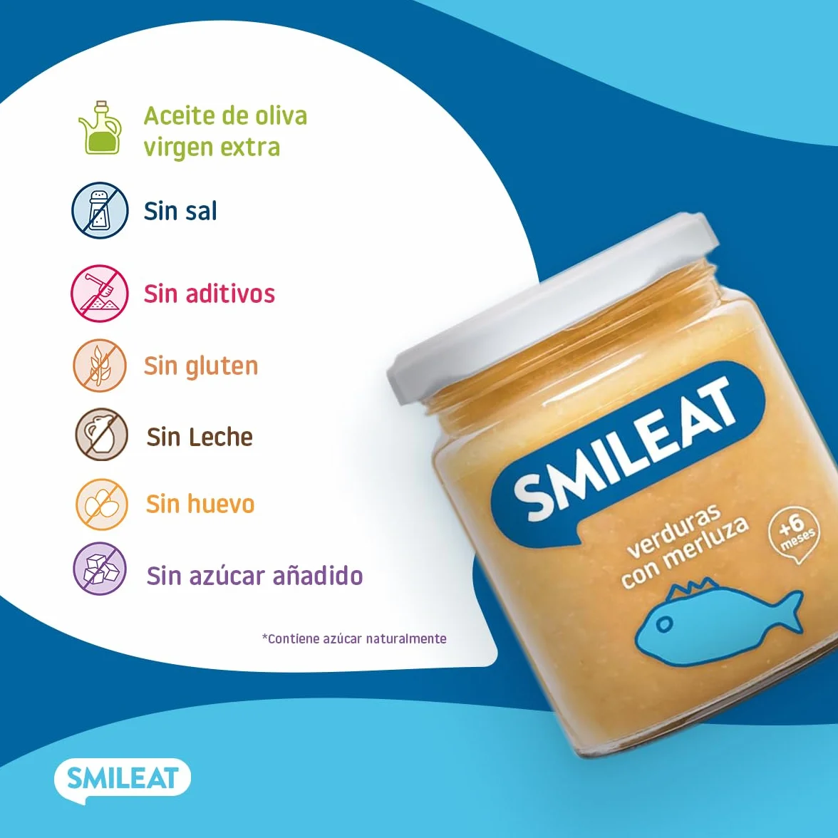Smileat Tarrito infantil de Verduras con Merluza 230g +6 Meses Sin Azúcar ni Sal Añadido