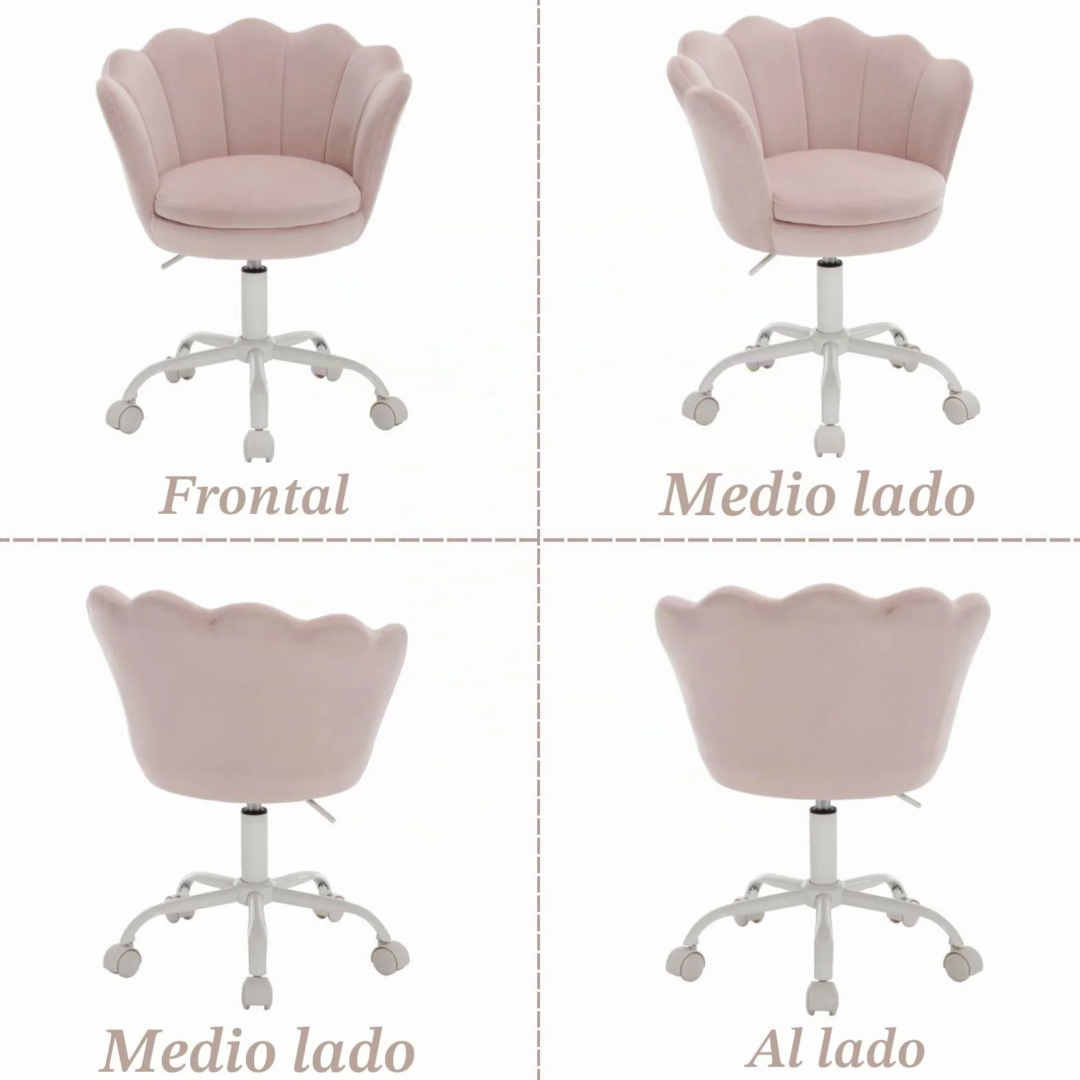 Ya-Home Silla Infantil de Escritorio Silla Giratoria Terciopelo de Estudio,Silla de Oficina Ajustable en Altura para Niños/Juvenil,Rosa Claro