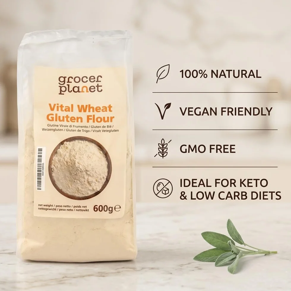 Grocer Planet Gluten de Trigo 600g Preparación Productos Horneados Seitán Proteínas