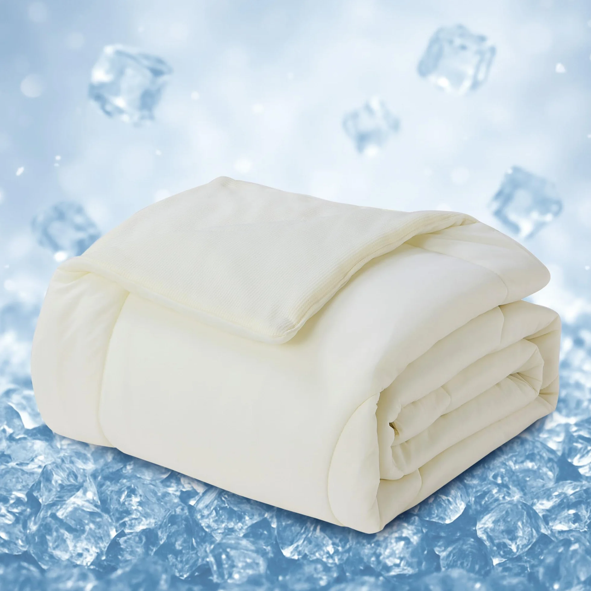 Deodar Manta Refrescante Manta de Verano Rejilla de Doble Cara+Seda de Hielo 2 en 1 Manta Refrescante Ligera de Efecto Frío Manta Auto-refrigerante para Dormir Beige 220x240