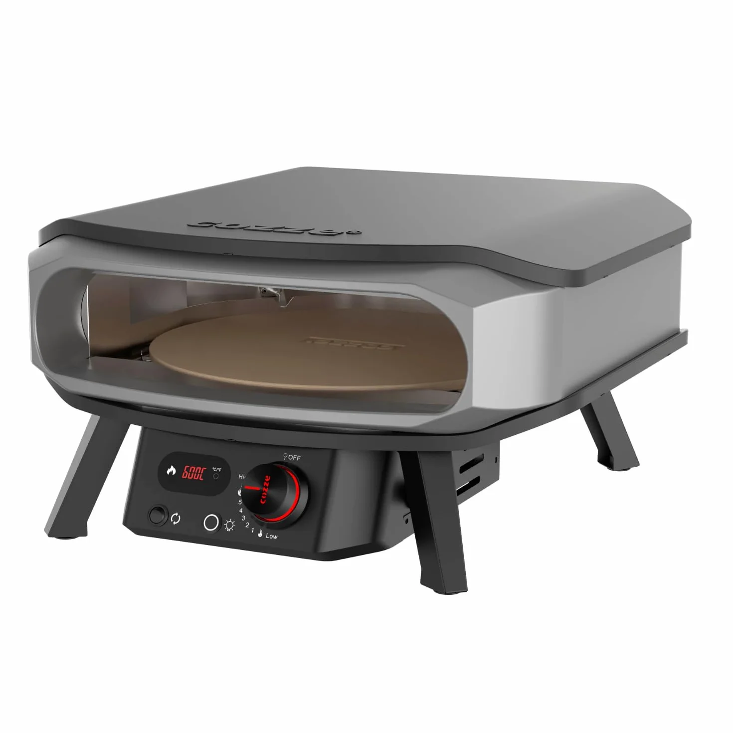 Cozze Horno de Pizza 17" Premium ROTATE a Gas con Piedra Incluida y Encendido Automático
