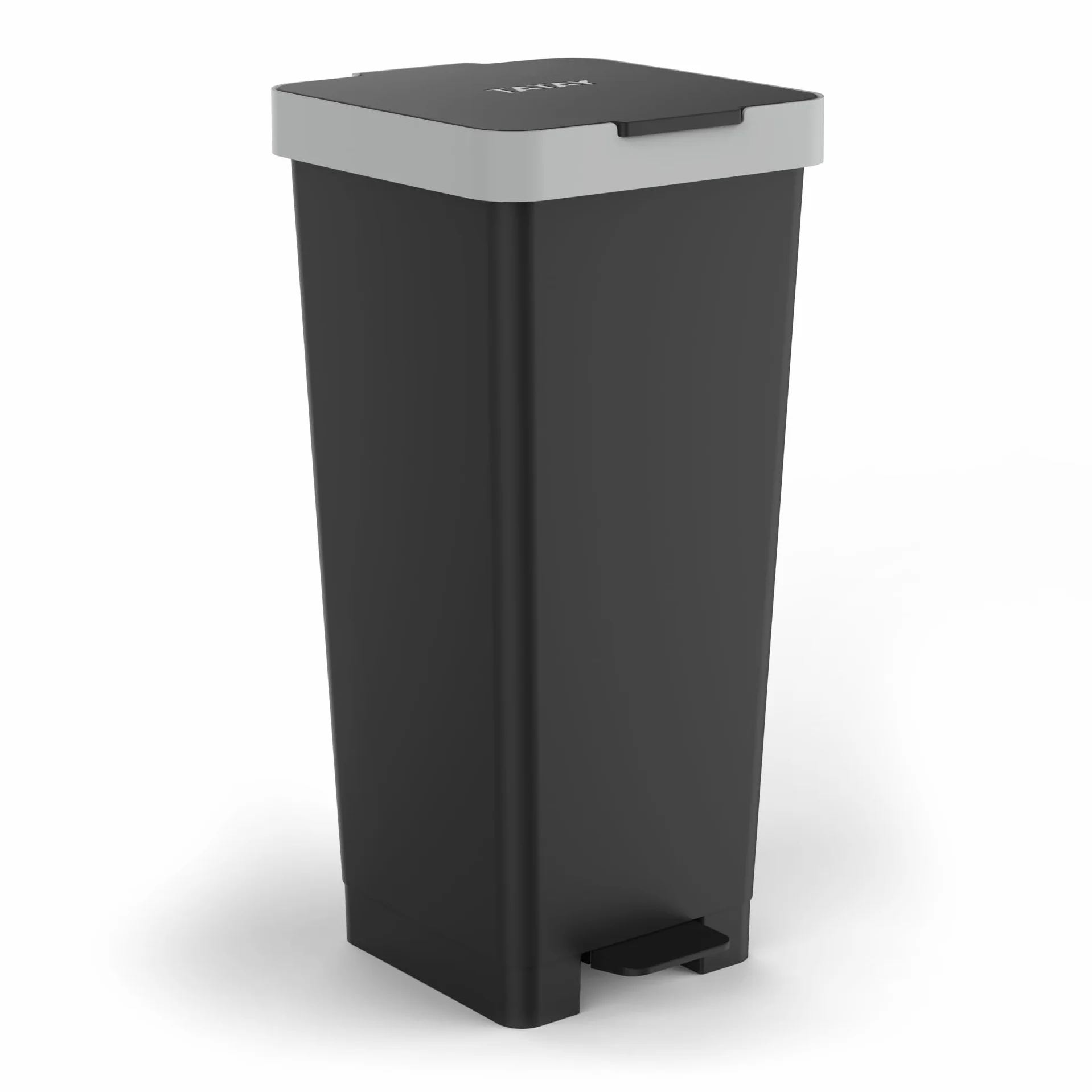 Tatay Cubo de Basura Cocina con Pedal Smart 40L | Diseño Compacto y Funcional | Uso Interior y Exterior | Apto para Bolsas de 30L a 50L | Plástico Resistente Libre de BPA | 33x31x67cm, Negro