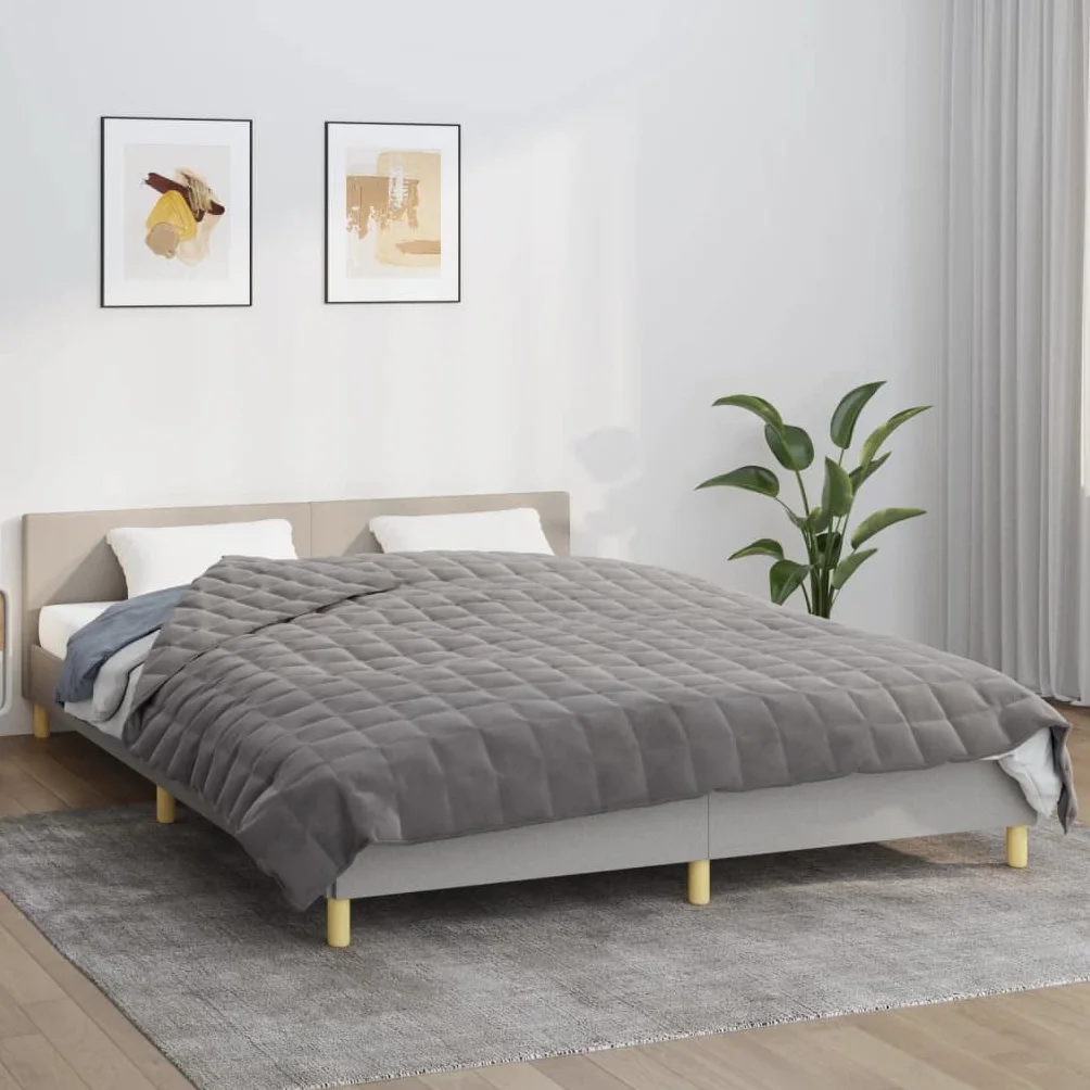 Generisch Manta pesada, 240 x 220 cm, gris, perlas de cristal hipoalergénicas, poliéster suave, equilibrio, 11 kg