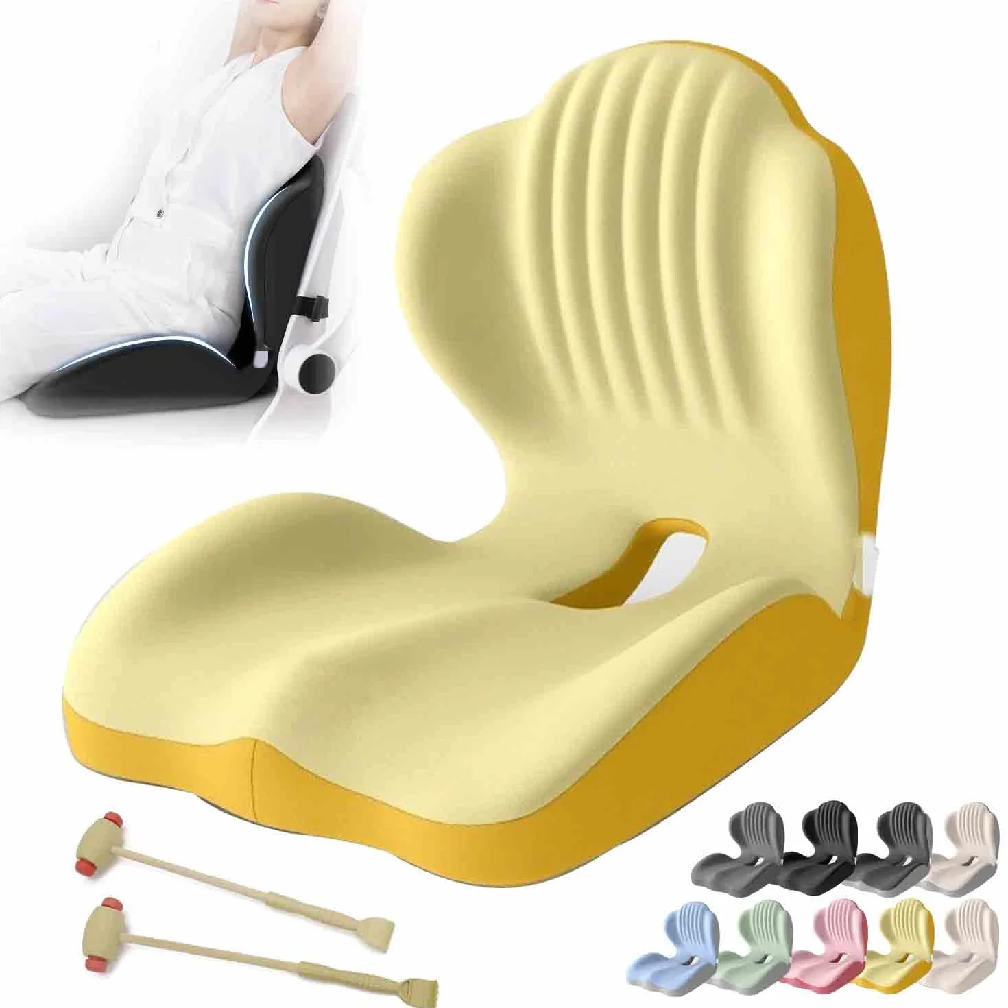 Cojín postural para asiento y respaldo, cojines de espuma viscoelástica en forma de L para sillas de oficina y asientos de coche
