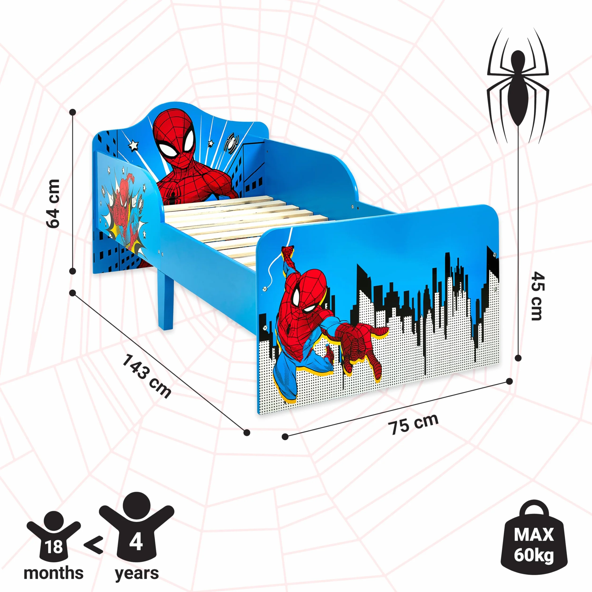 Marvel Cama de Madera Spiderman 75x143 cm