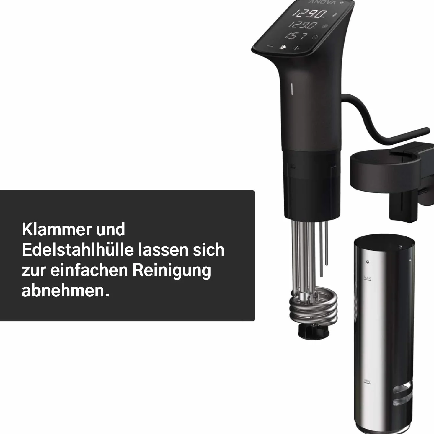 Anova Precision Cooker Pro, Cocedor Sous Vide, [AN600-EU00], WiFi, 100 Watt, enchufe tipo C incluido para uso en EU, Negro y Plata