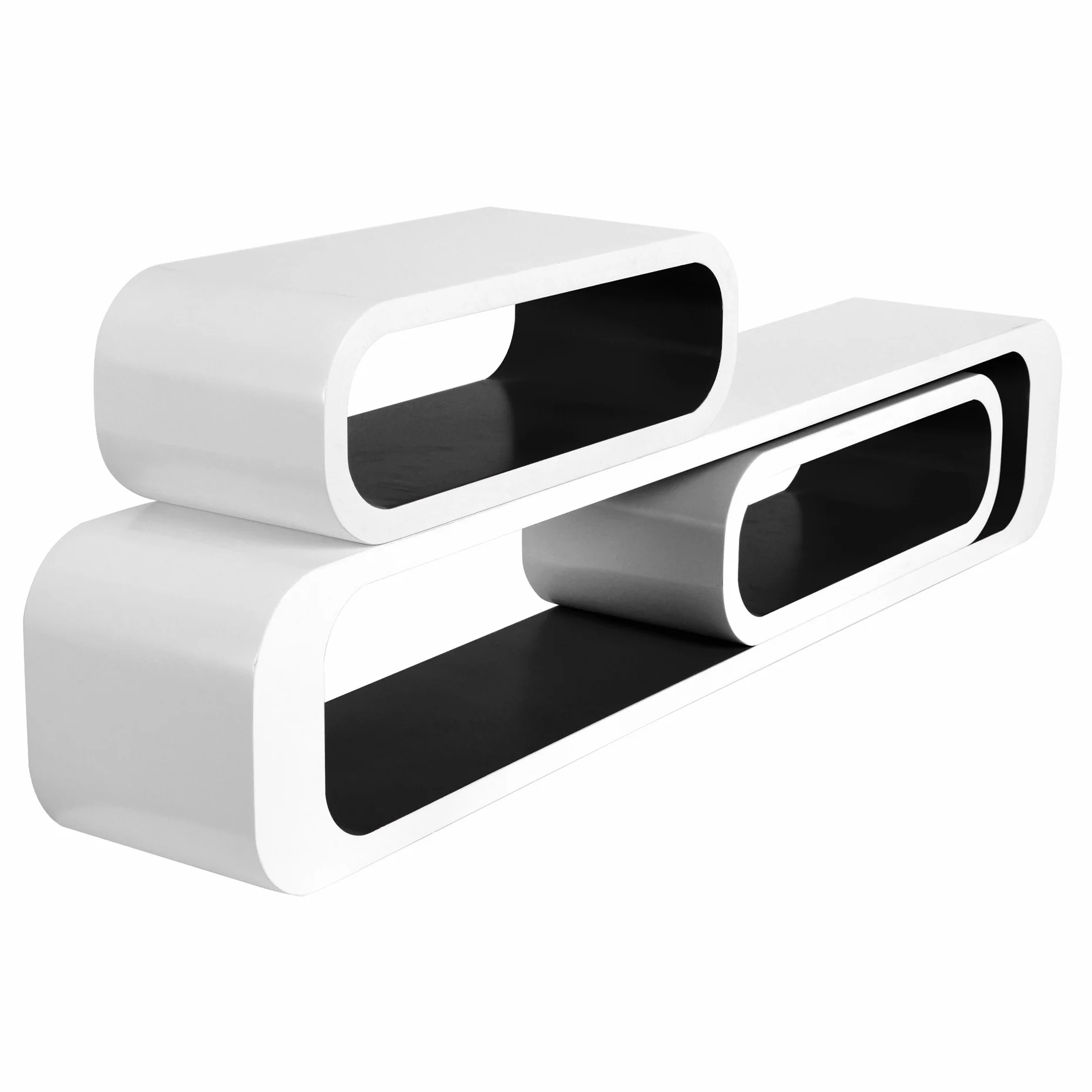 WOLTU Estante de Pared 95x40x40 cm Blanco-Negro Conjunto 3 Estanterías Retro