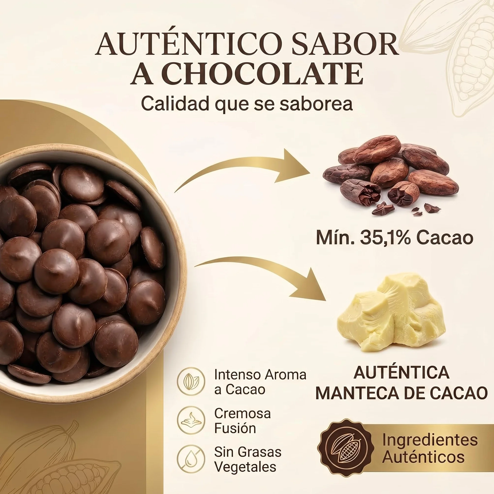 BAM Pepitas de Chocolate con Leche sin Azúcar Añadido 250 g Chocolate para Fundir 31.5% Cacao