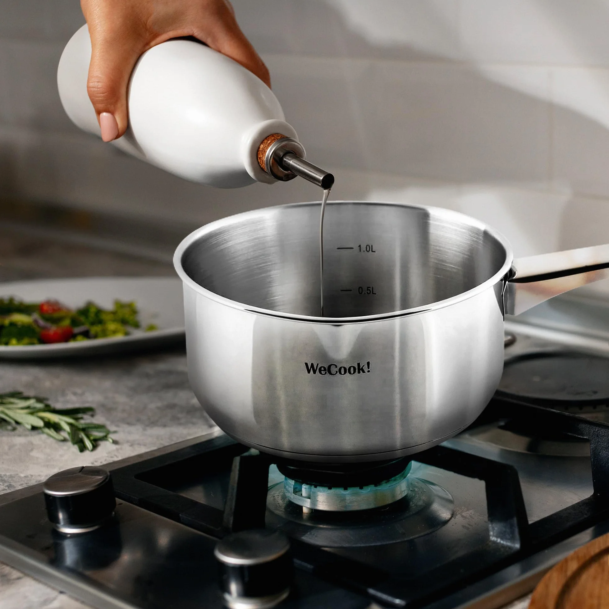 WECOOK! Cazo Inducción Acero Inoxidable 18/10 16 cm 1.5 Litros Base Capsulada Tricapa