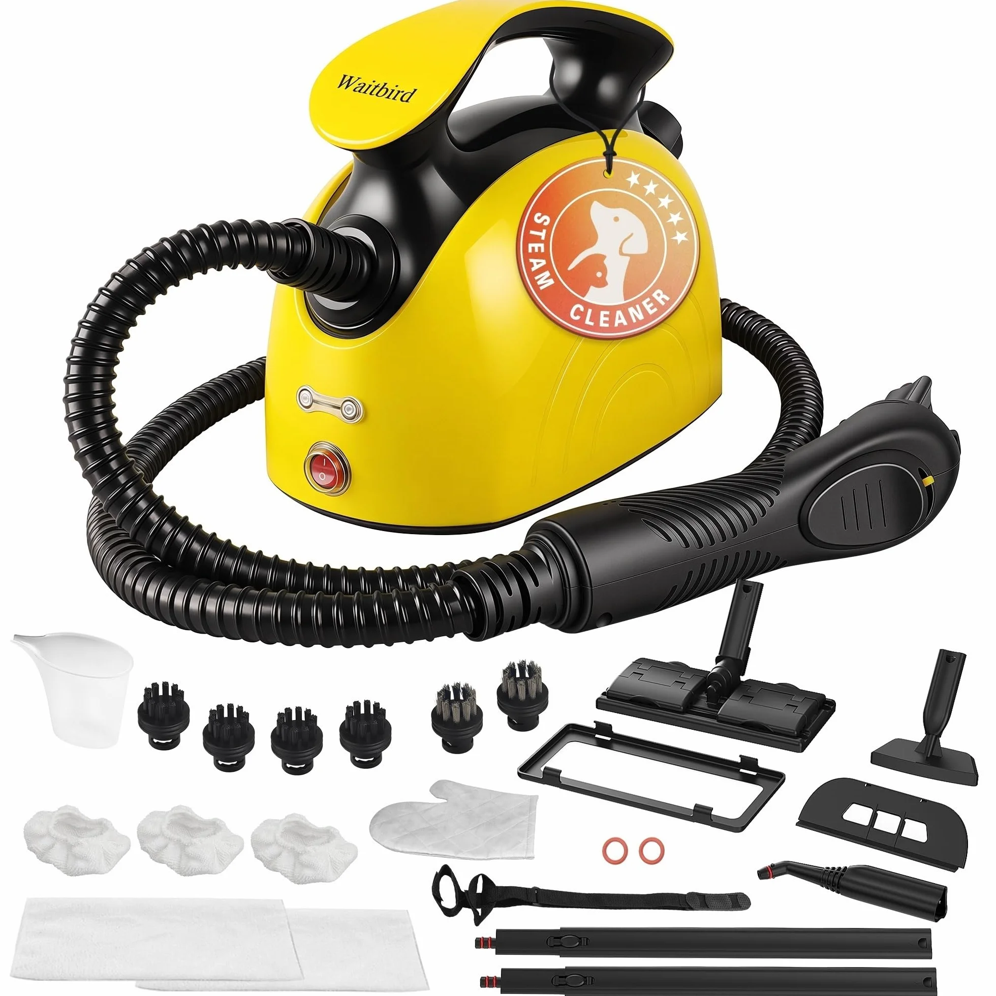 Waitbird Limpiador a vapor 1500W 4,5 bares 120°C 1100 ml 21 accesorios