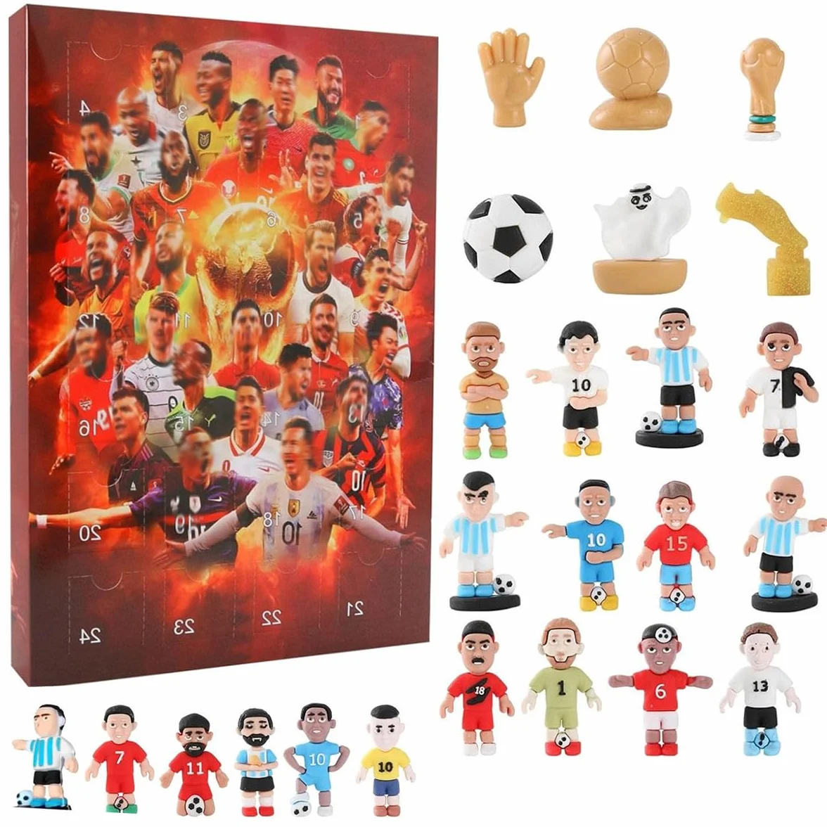 Calendario de Adviento de fútbol 2025, 24 accesorios, regalo de Navidad