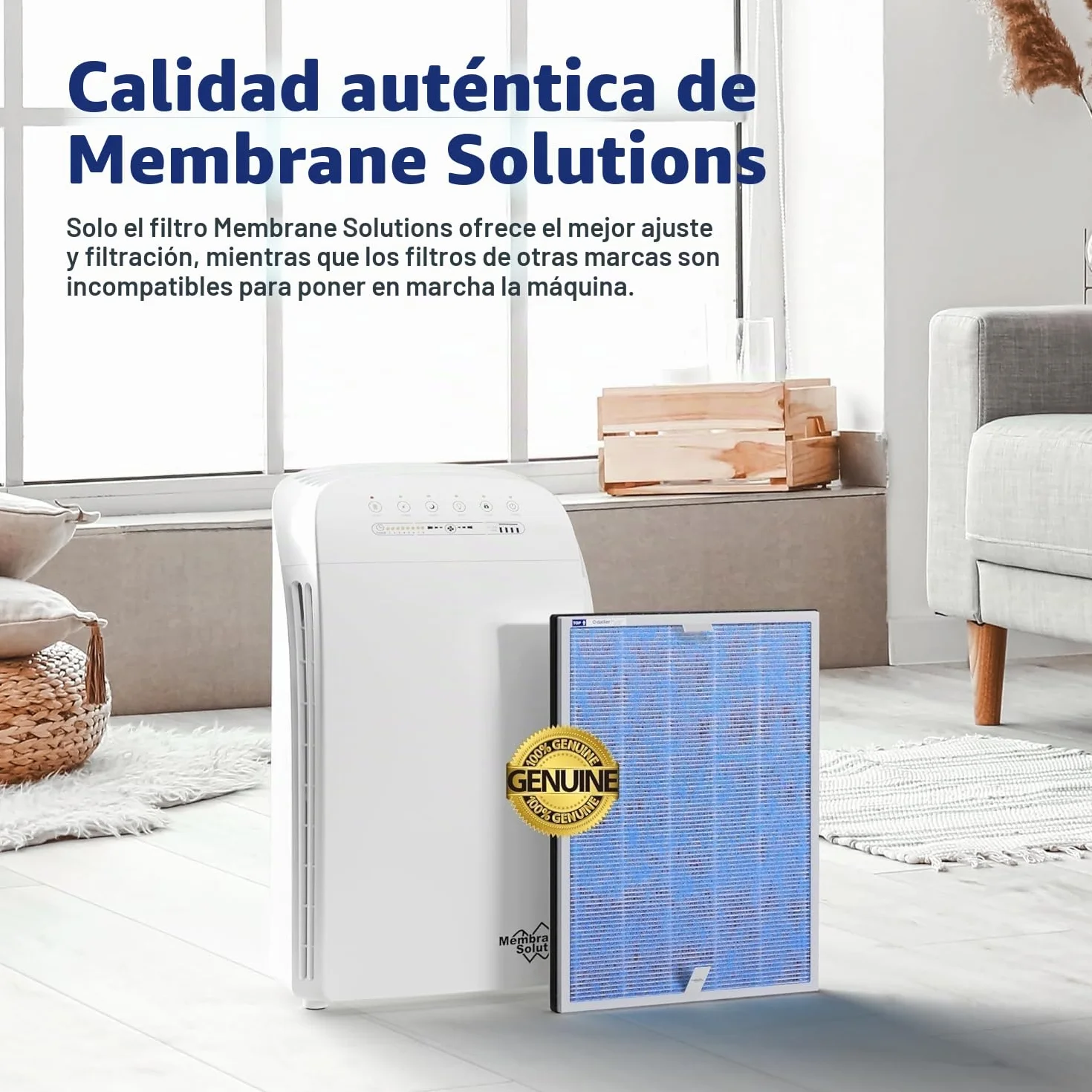 Membrane Solutions MSA3 Purificador de Aire con Filtro HEPA, para Espacio Grande hasta 147 m², Silencioso 22dB, Air Purifier para Alérgicos, Elimina 99,97% de Alergia, Polen, Polvo,Humo, Olores