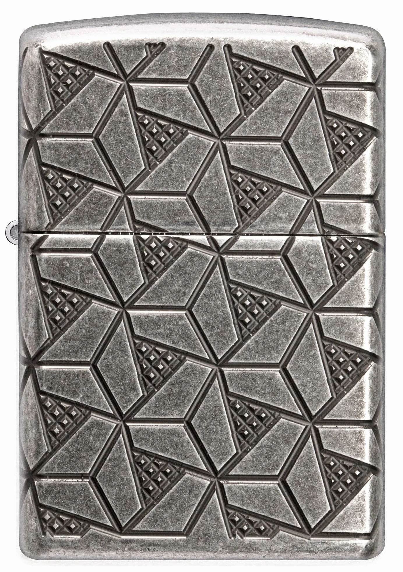 ZIPPO Armor Case Silver Plate Geometric Pattern 60006120 8-Sided Deep Engraved Lighter Petrol Lighter