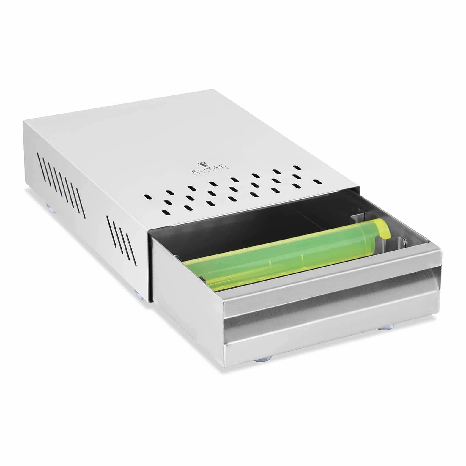 Royal Catering Caja para Posos Cajón de Café RCKM-26 (Capacidad: 2,7 L, Fabricado en acero inoxidable, Dimensiones: 340 x 240 x 70 mm)