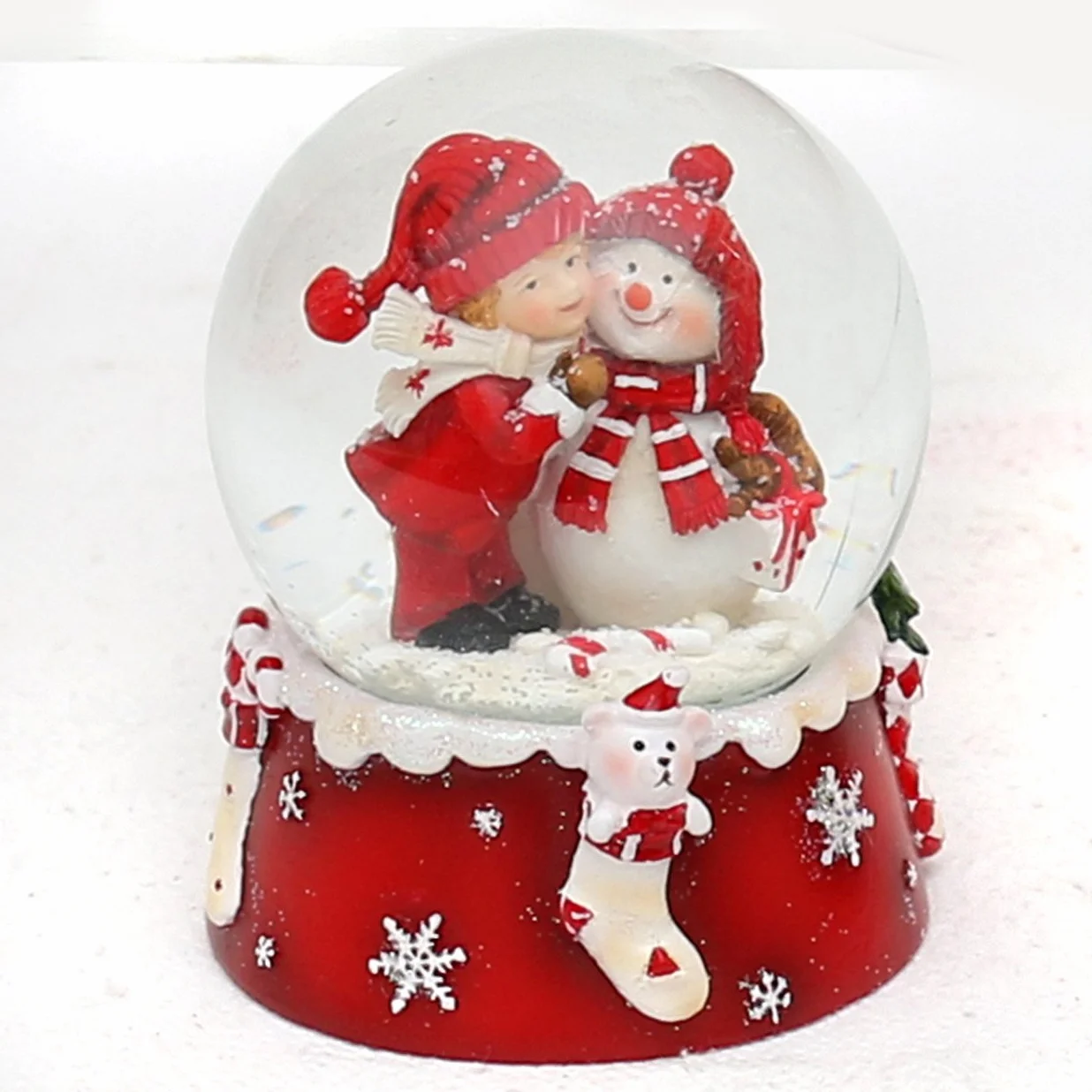 Dekohelden24 501065-WM Bola de Nieve de dúo de Papá Noel, Color Rojo y Blanco, Dimensiones (Alto x Ancho x diámetro) de la Bola: Aprox. 8,5 x 7 cm x 6,5 cm