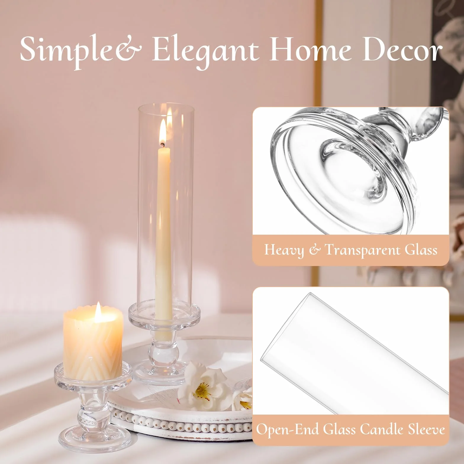 Portavelas de cristal con forma de pilar: 10 portavelas para bodas, fiestas, candelabros cilíndricos para Navidad, portavelas transparentes de 25 cm para decoración del hogar, S