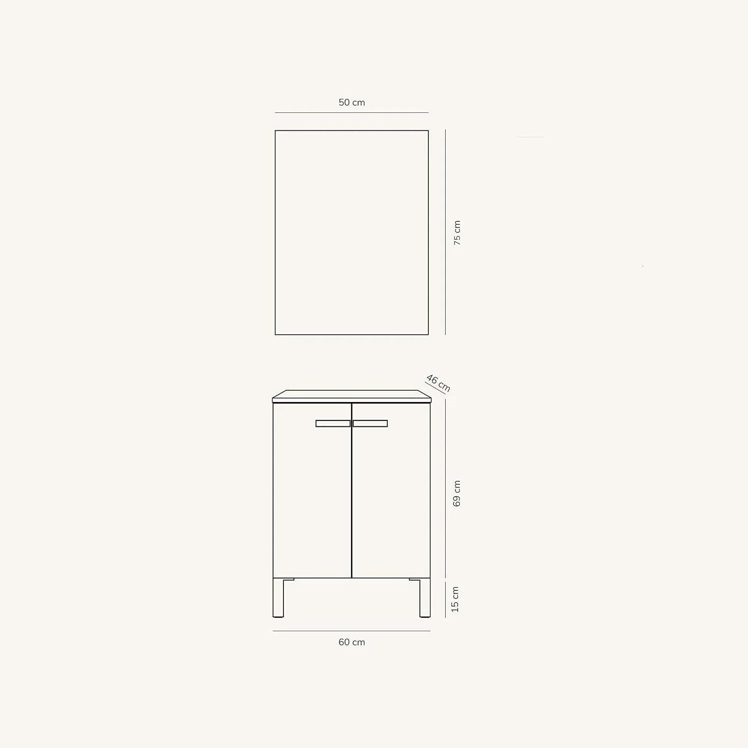 Baikal Mueble de Baño Neo, Dos Puertas, Mueble con Patas. Varios Acabados y Medidas. Melamina 16mm. Mueble MONTADO. 2 Puertas con Espejo 60 cm Blanco Mate