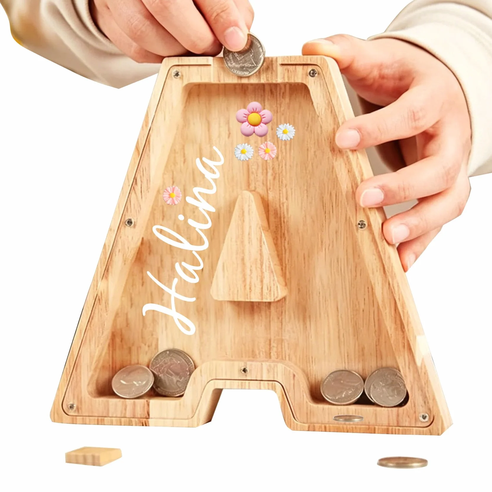 Hucha Personalizada Caja de Madera Transparente para Monedas y Decoración Sala de Estar Dormitorio