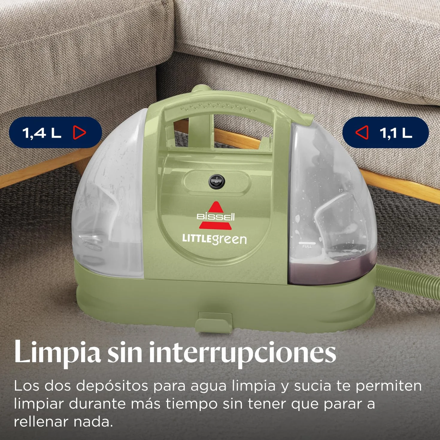 BISSELL Little Green 4098N Aspiradora de Agua Tapicería 340W Lava Manchas Alfombras Auto