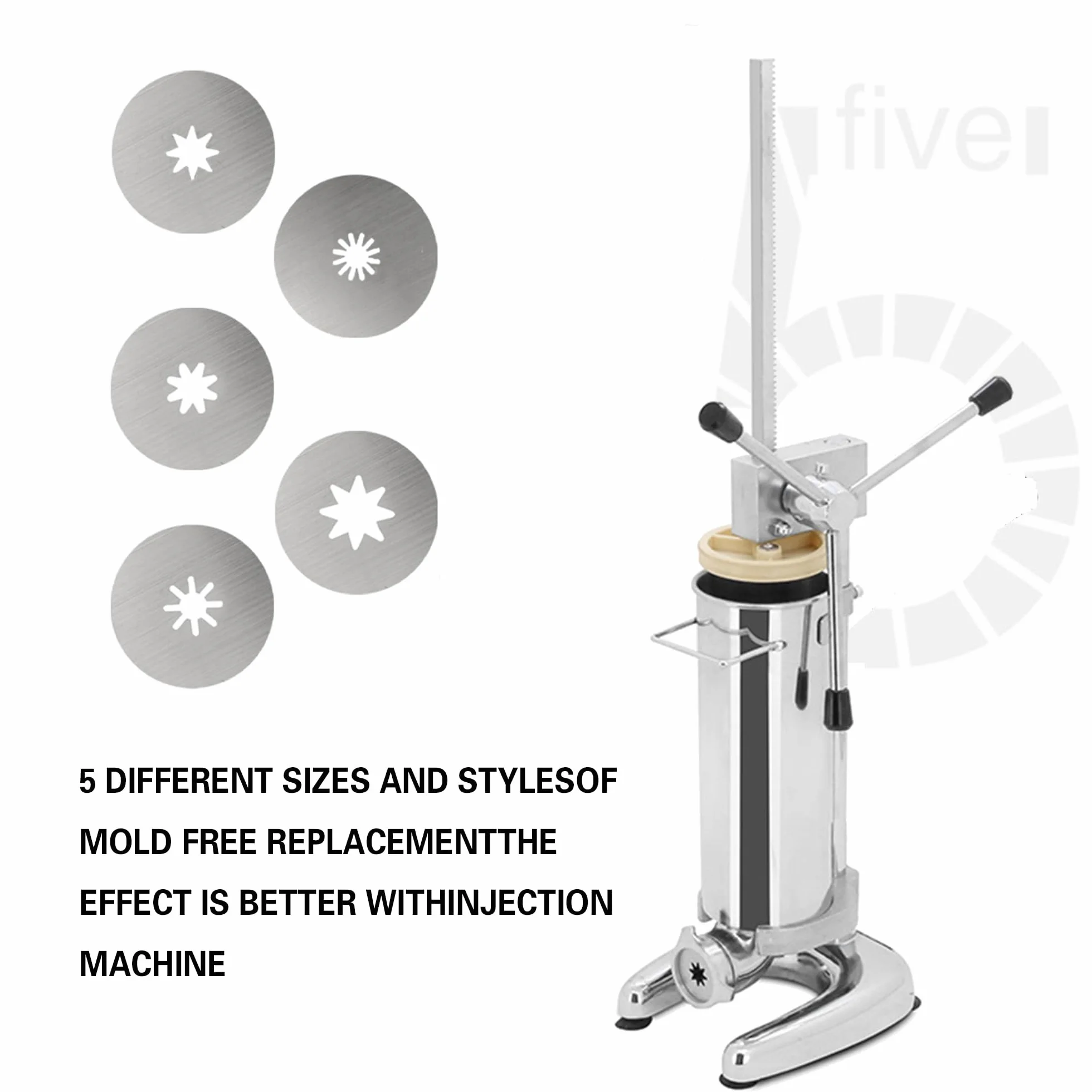 Máquina Comercial Vertical Para Hacer Churros, 5 Boquillas/moldes, Churrera Española De Acero Inoxidable Para Donas/churros Rellenos, Ideal Para Hogar, Restaurantes Y Panaderías 2L