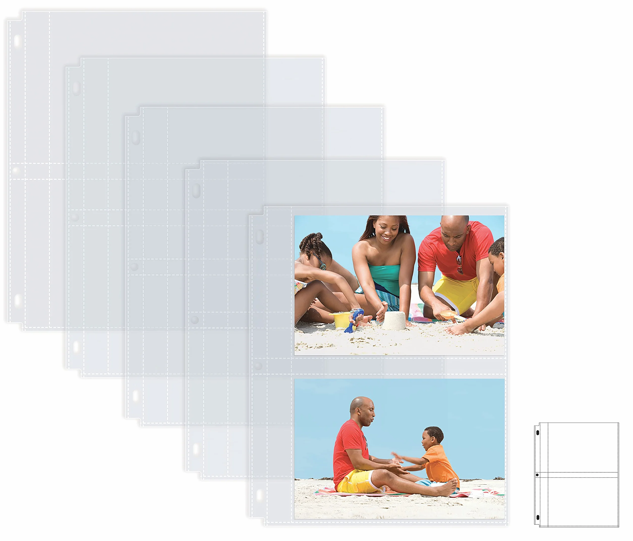 Better Office Products - Hojas de recambio para álbum de fotos, 12,7 x 17,8 cm, peso pesado, 3 anillas transparentes, 200 fotos en total, cada hoja de 2 bolsillos tiene capacidad para hasta 4 fotos