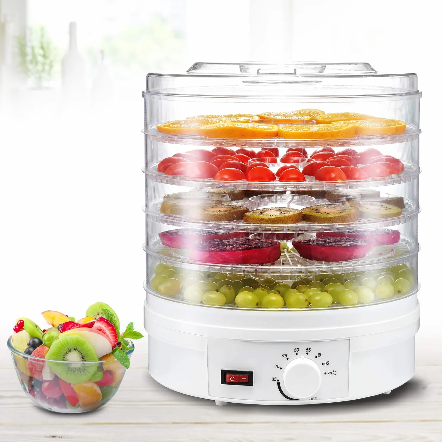 Green Blue GB190 Deshidratador de Alimentos 250W 5 Bandejas 35-70°C sin BPA