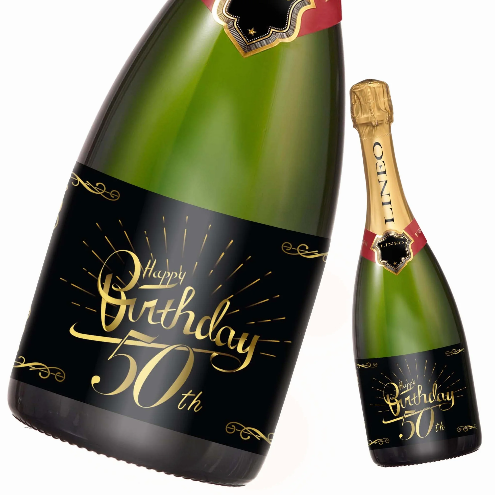 2 etiquetas para botella de cumpleaños; Etiqueta de feliz cumpleaños para botellas de champán y vino, autoadhesiva; Regalo de cumpleaños para hombres y mujeres (50 años)