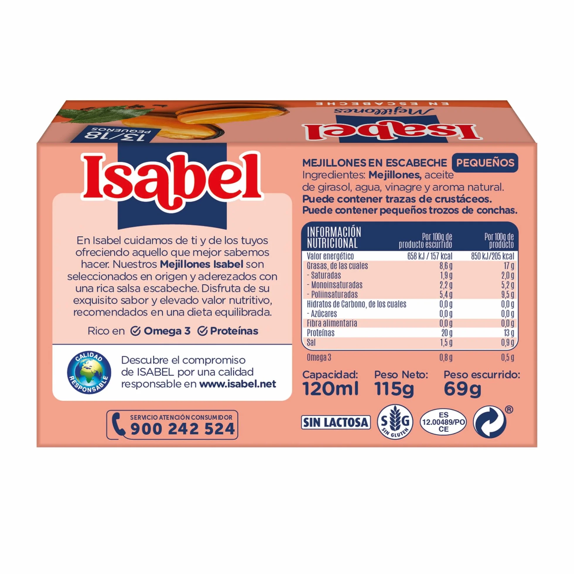 Isabel Mejillones en Escabeche Pack de 5 Latas 13-18