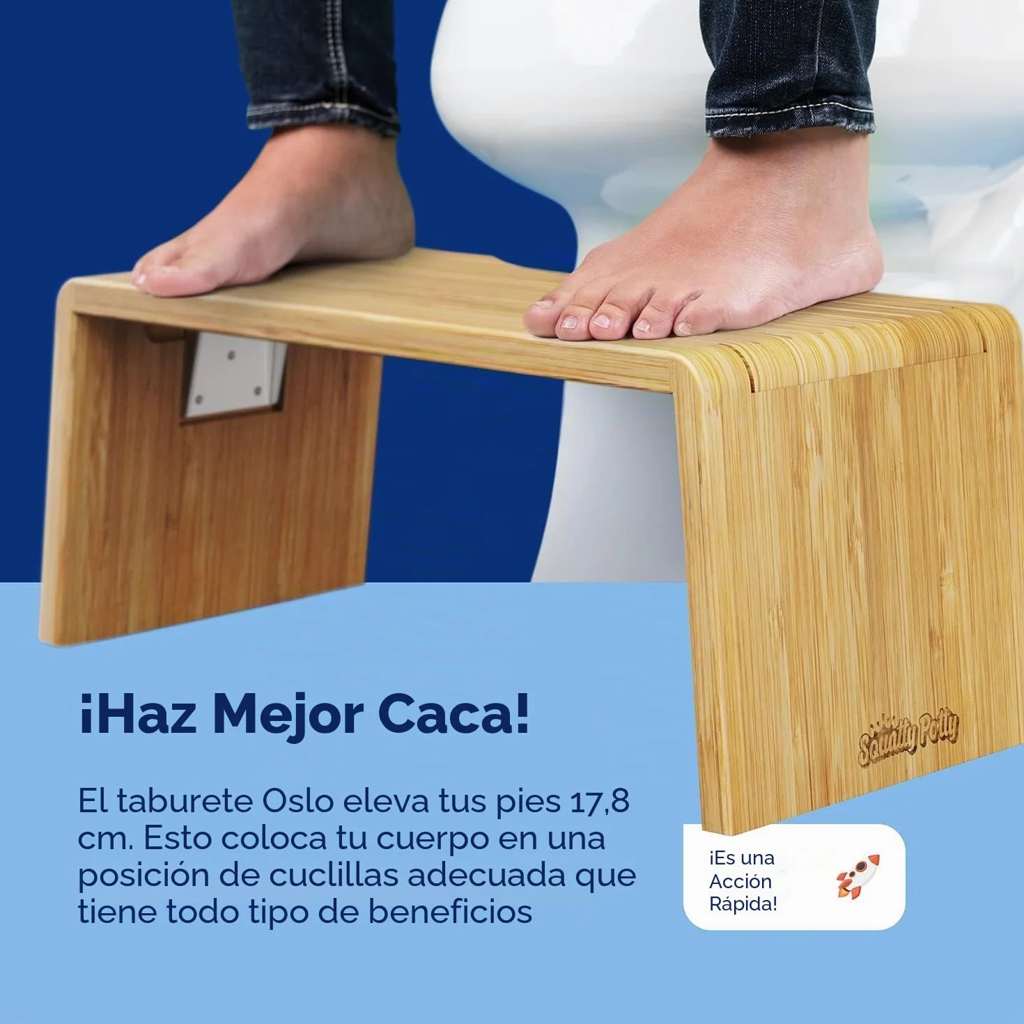 Squatty Potty Oslo Taburete plegable de bambú para inodoro 7 pulgadas marrón