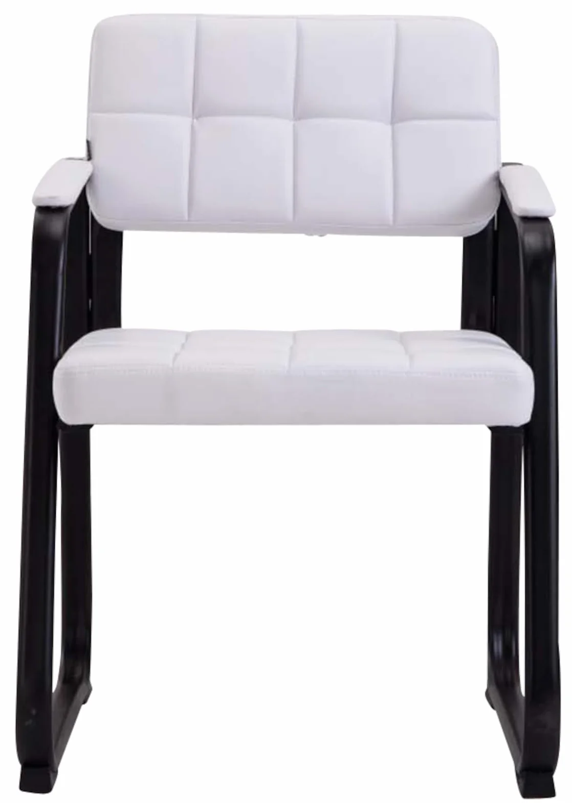CLP Set De 2 Sillas De Coferencia Canada B Tapizadas En Polipiel I Sillas Confidente con Base Metálica & Reposabrazos, Color:Blanco