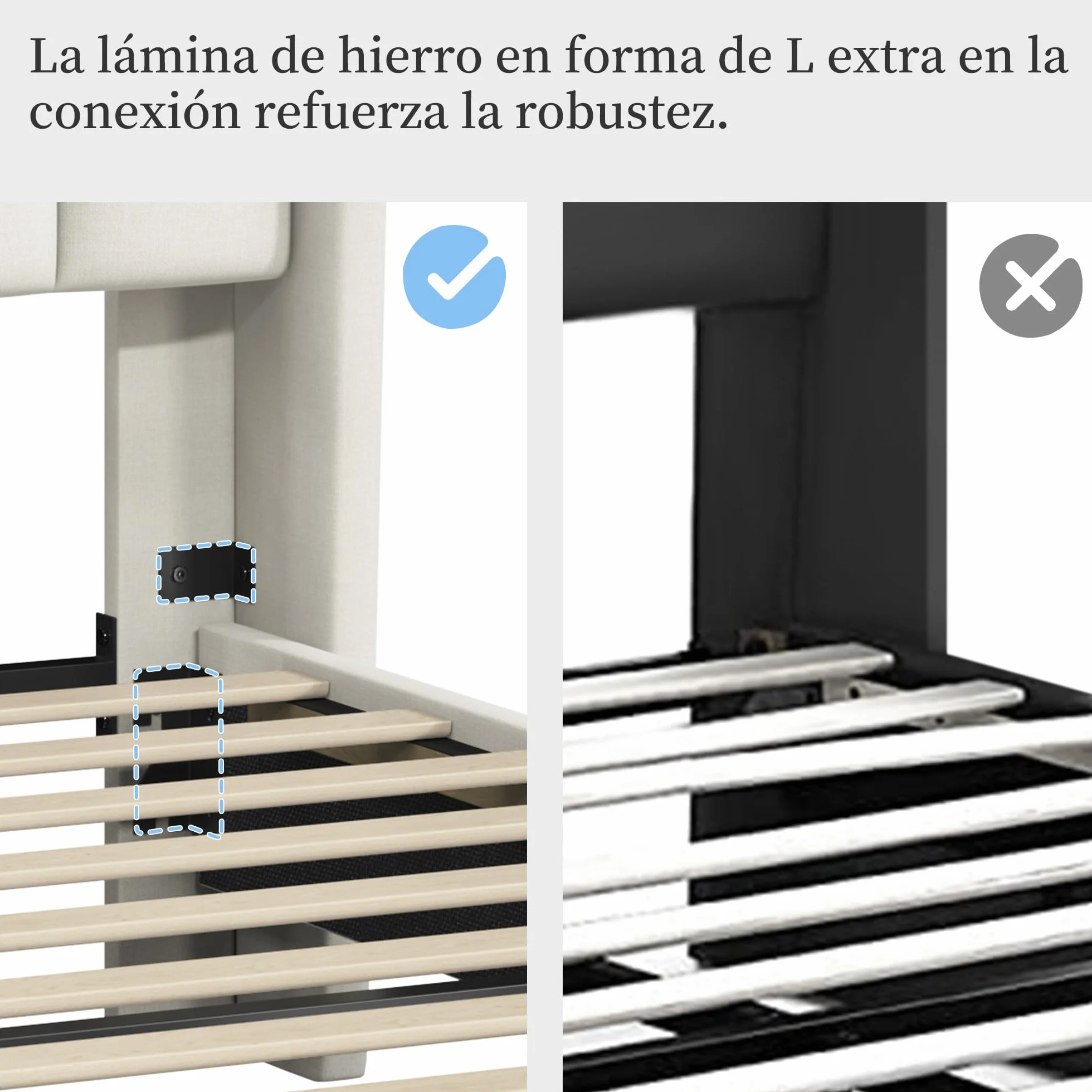 Cama tapizada 160 x 200 cm Cabecero a Rayas con Alas Láminas de Madera y Metal Beige