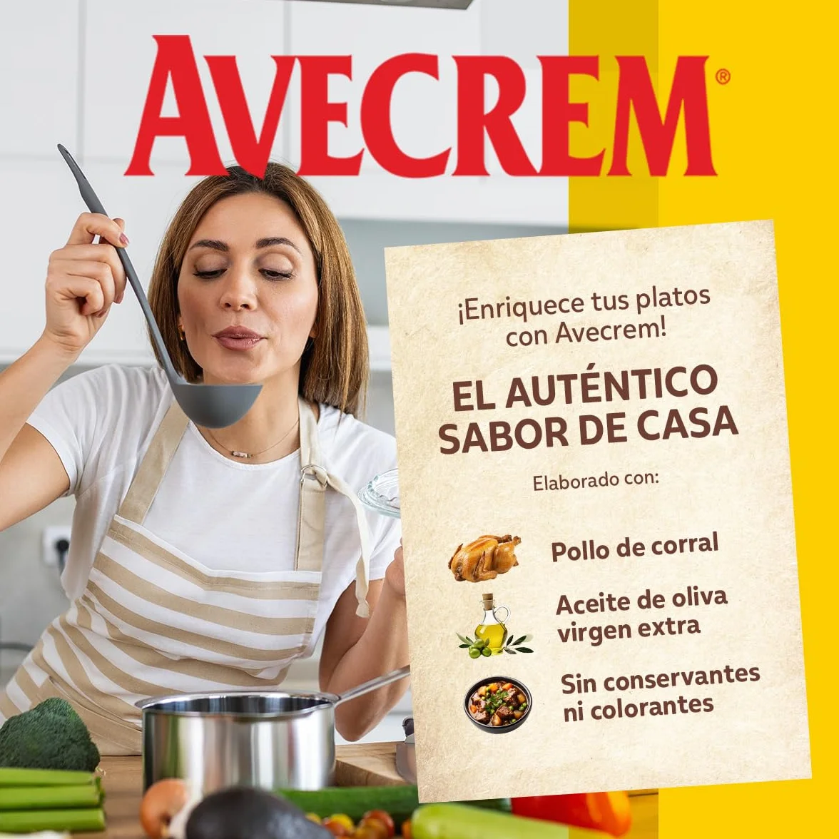 Gallina Blanca Avecrem Caldo de Pollo 24 Pastillas, Bajo en Grasa, Sin Gluten