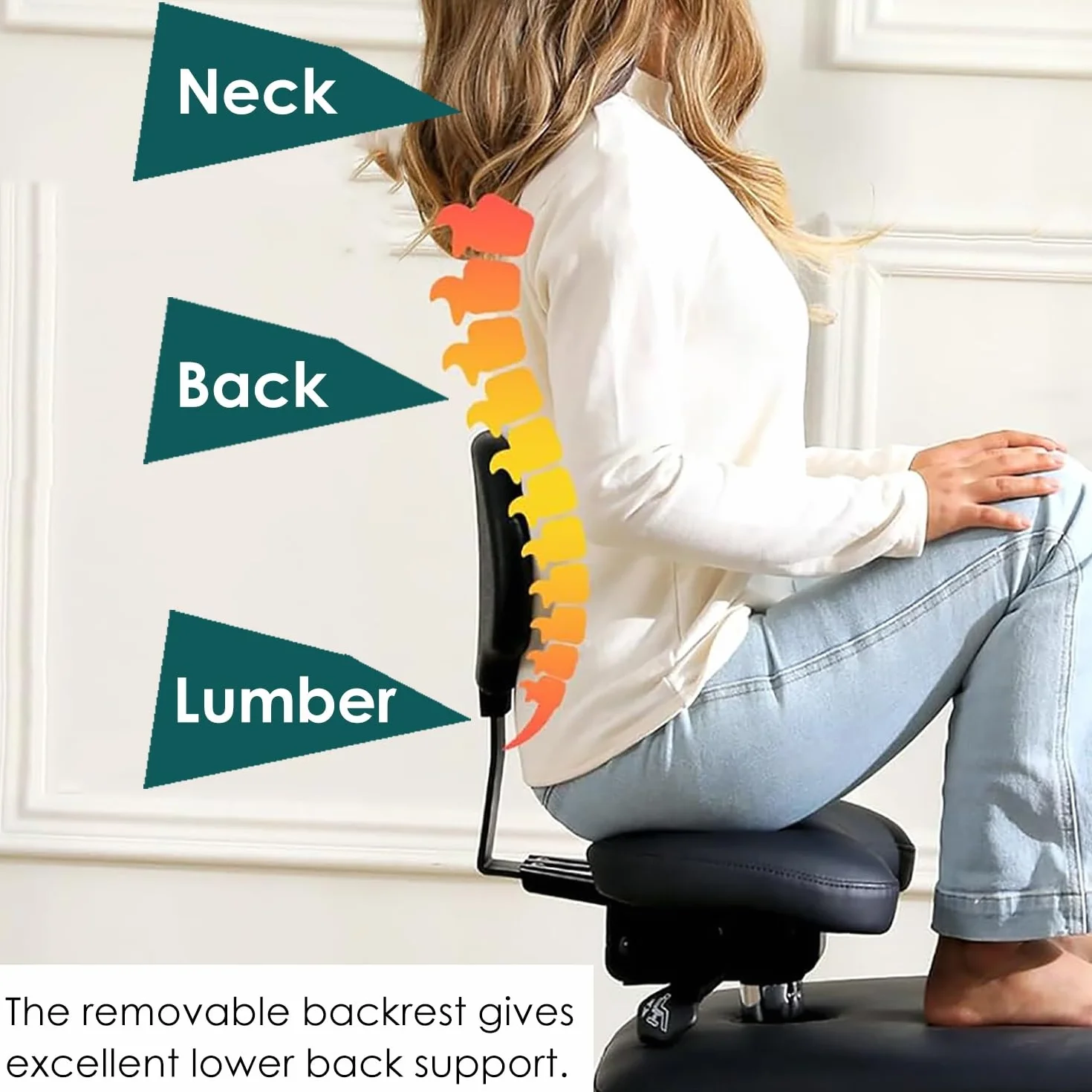 Silla Ergonomica Rodillas Silla de Rodilla Ajustable con Respaldo, Sillas de Piernas Cruzadas de Oficina Sin Brazos, Taburete de Rehabilitación para Ponerse en Cuclillas, Capacidad de 300 Libras