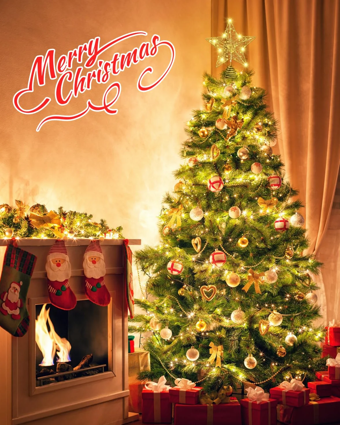 Estrella LED de Cinco Puntas para Árbol de Navidad - Decoración Topper de Metal Oro 25cm
