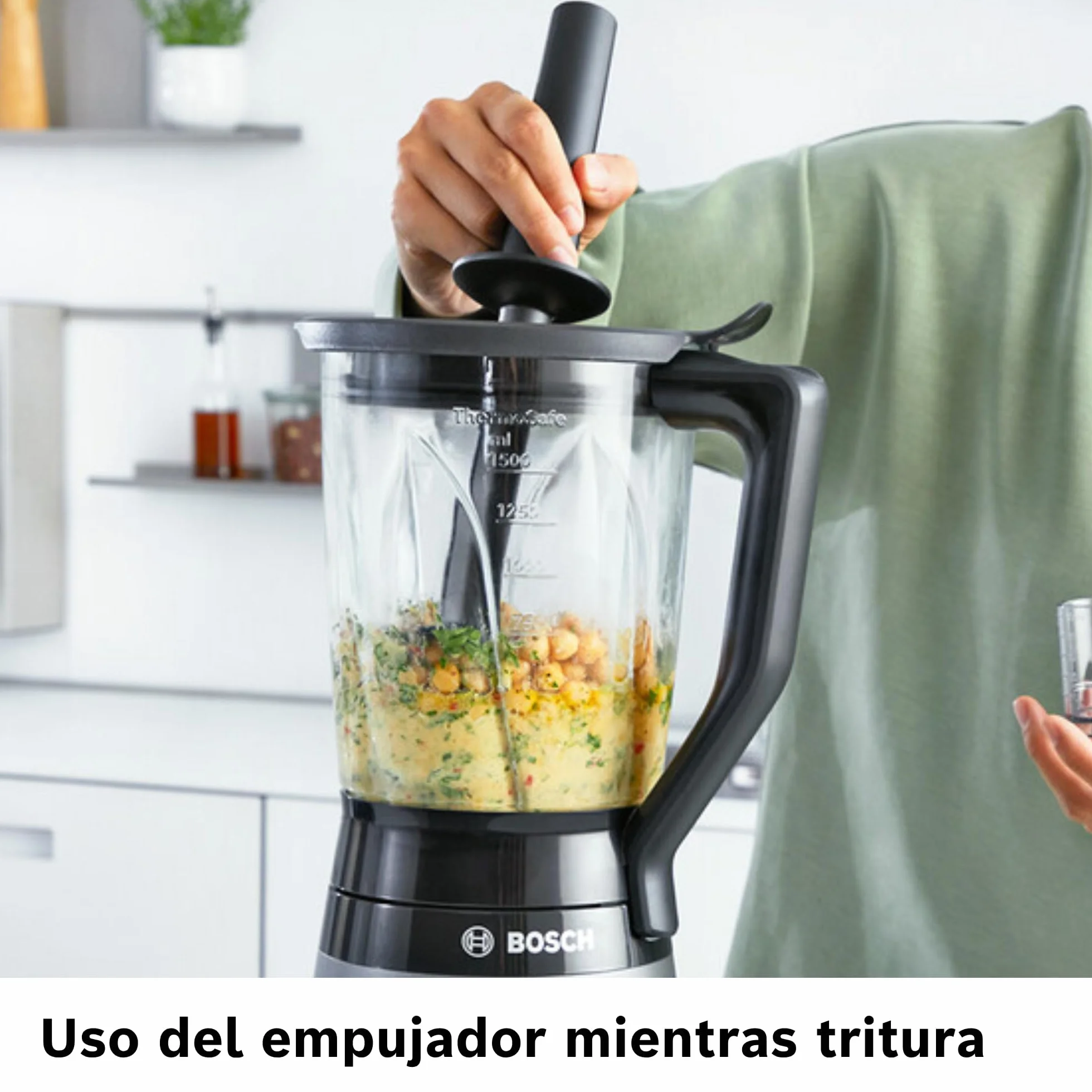 Bosch - Batidora de vaso, VitaPower, Serie 4, 1.200 W, Jarra ThermoSafe de 1,5 litros, negro, MMB6177S