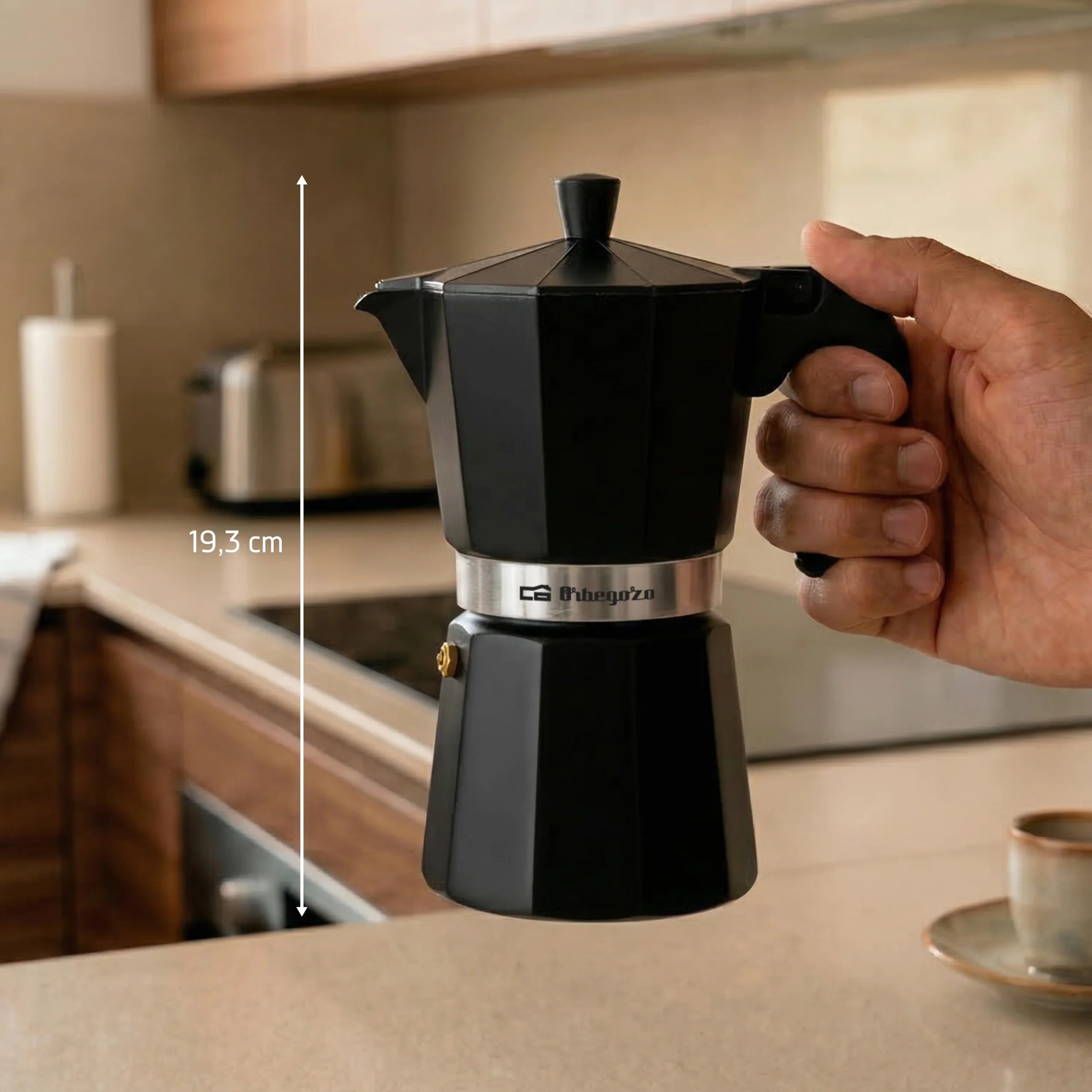 Orbegozo KFN 610 Cafetera Italiana de Aluminio 6 Tazas Negro