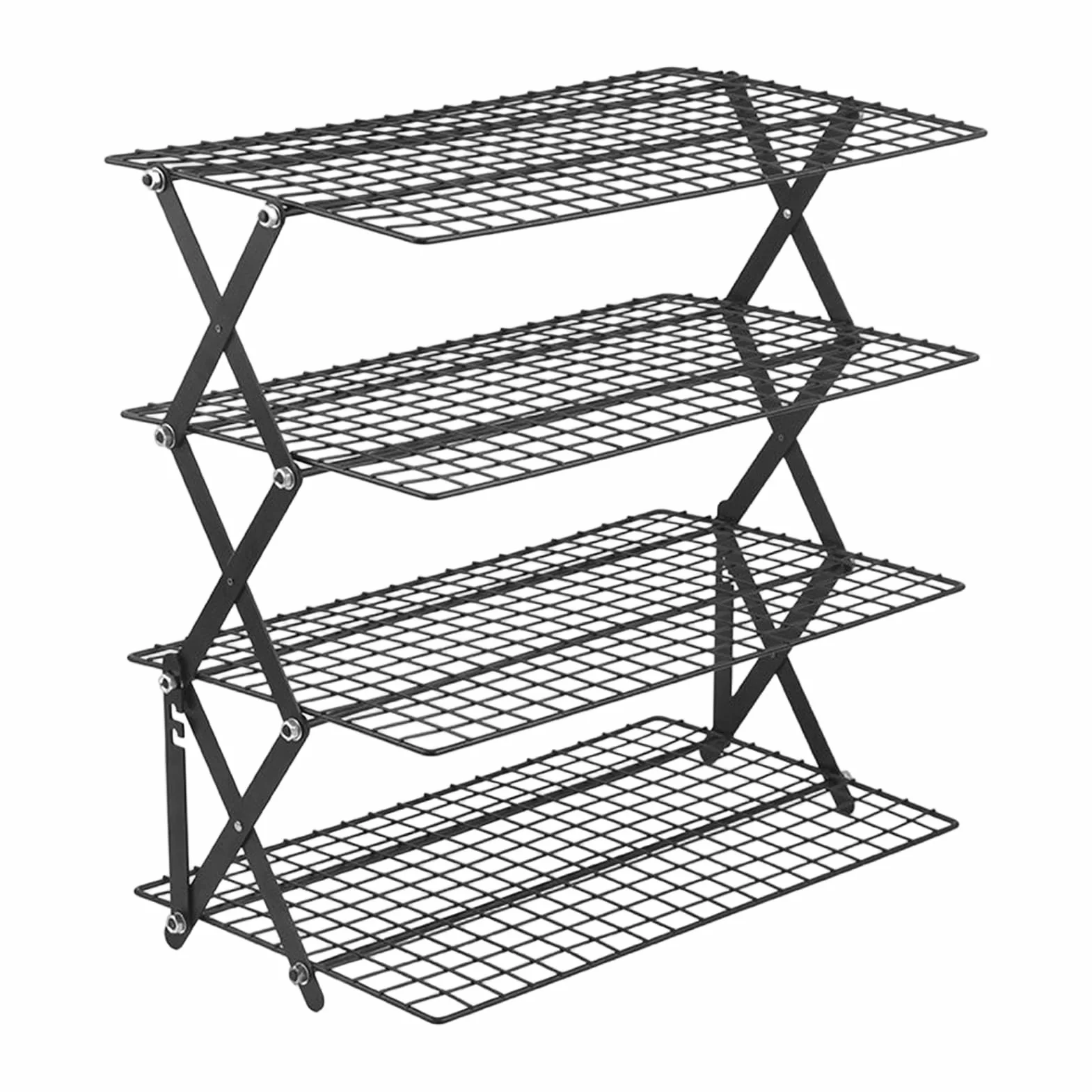 Rejillas de Enfriamiento para Repostería Estante de Cocina Apilable de 4 | Rejilla de Alambre para Hornear y Secar Utensilios de Cocina Para Pan Pastel Pizza Postre Vegetales Cocinar Parri